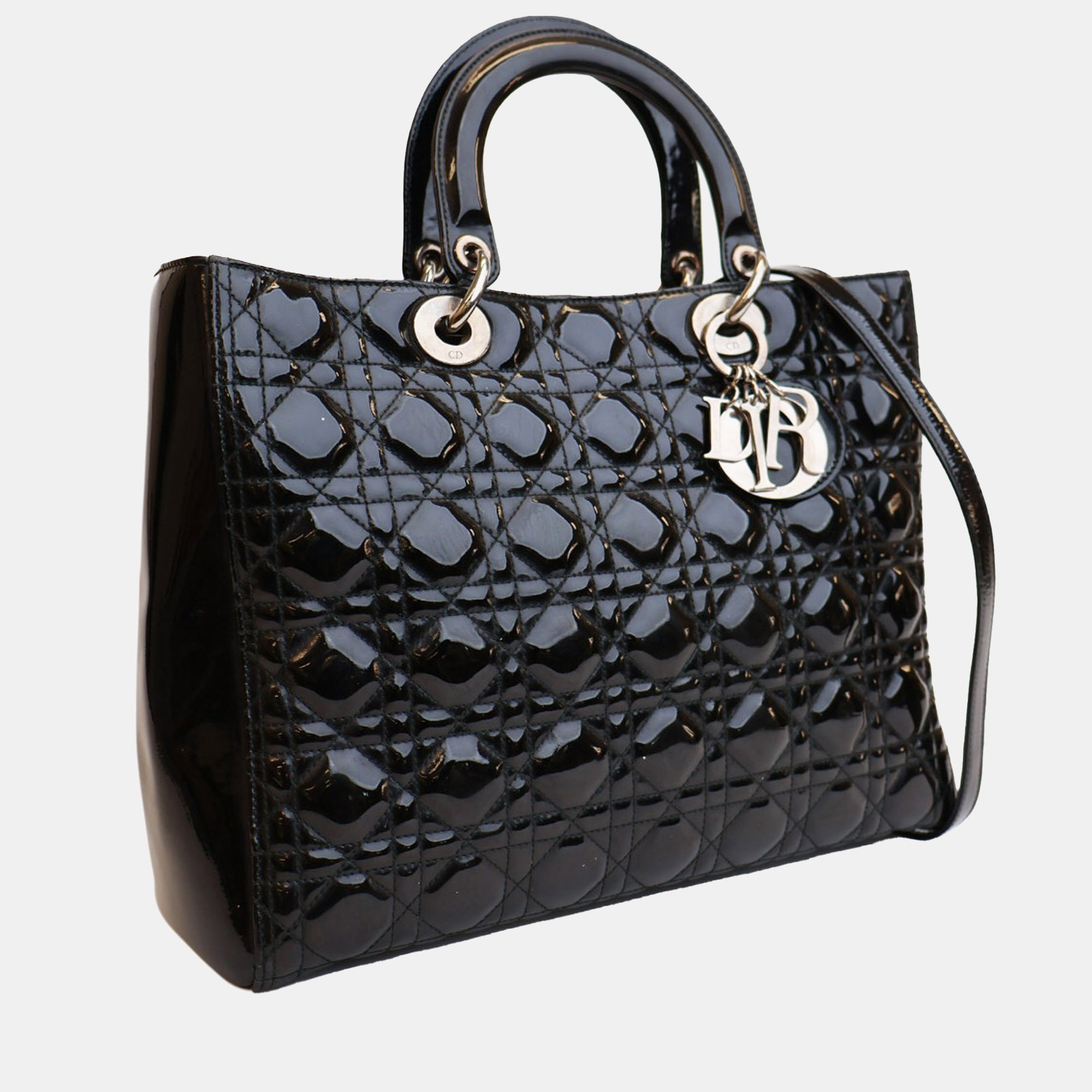 

Dior Black Large Cannage Patent Lady Dior