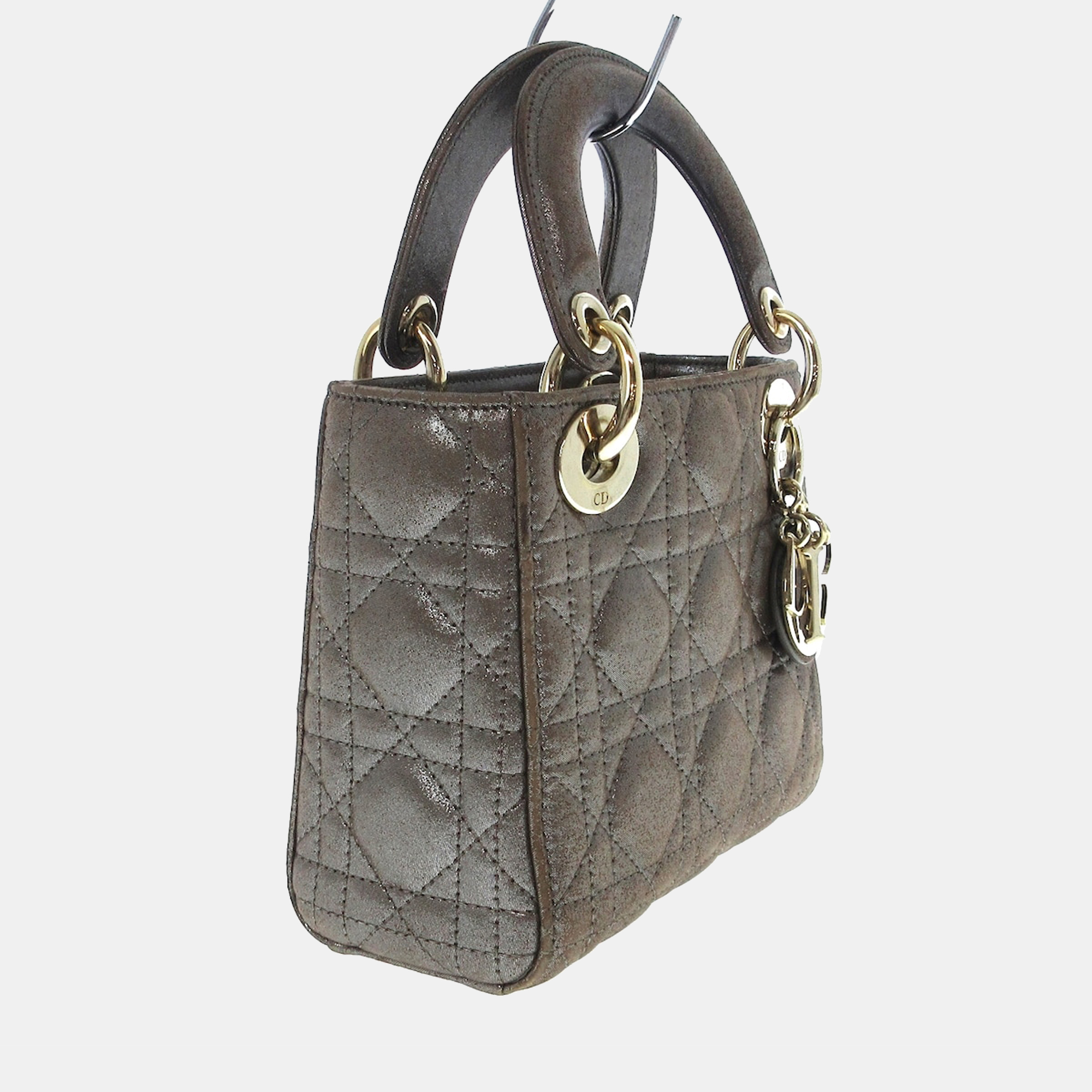 

Dior Brown Patent Leather Medium Lady Dior Top Handle Bag