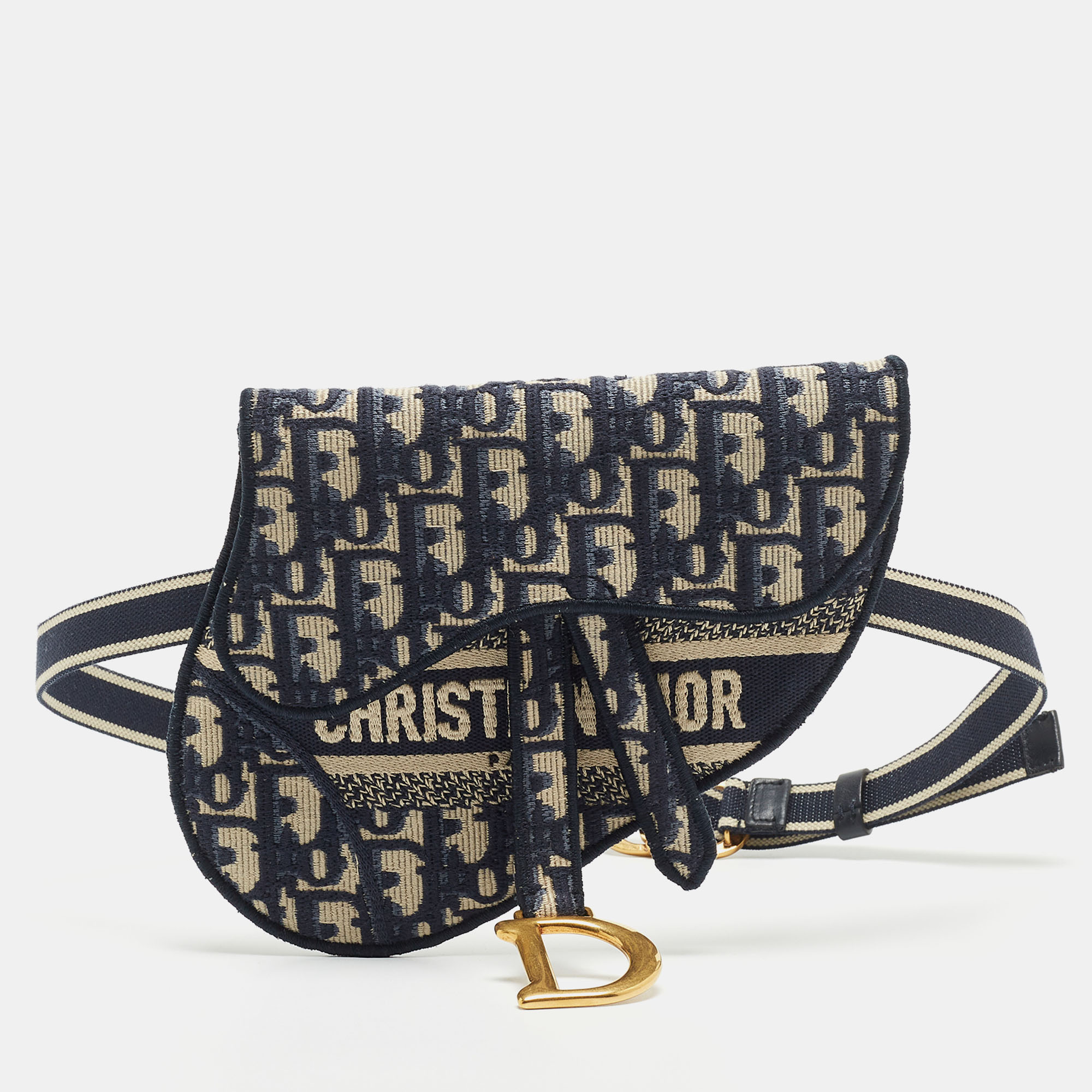 Dior Oblique Embroidery Monogram Saddle Bag