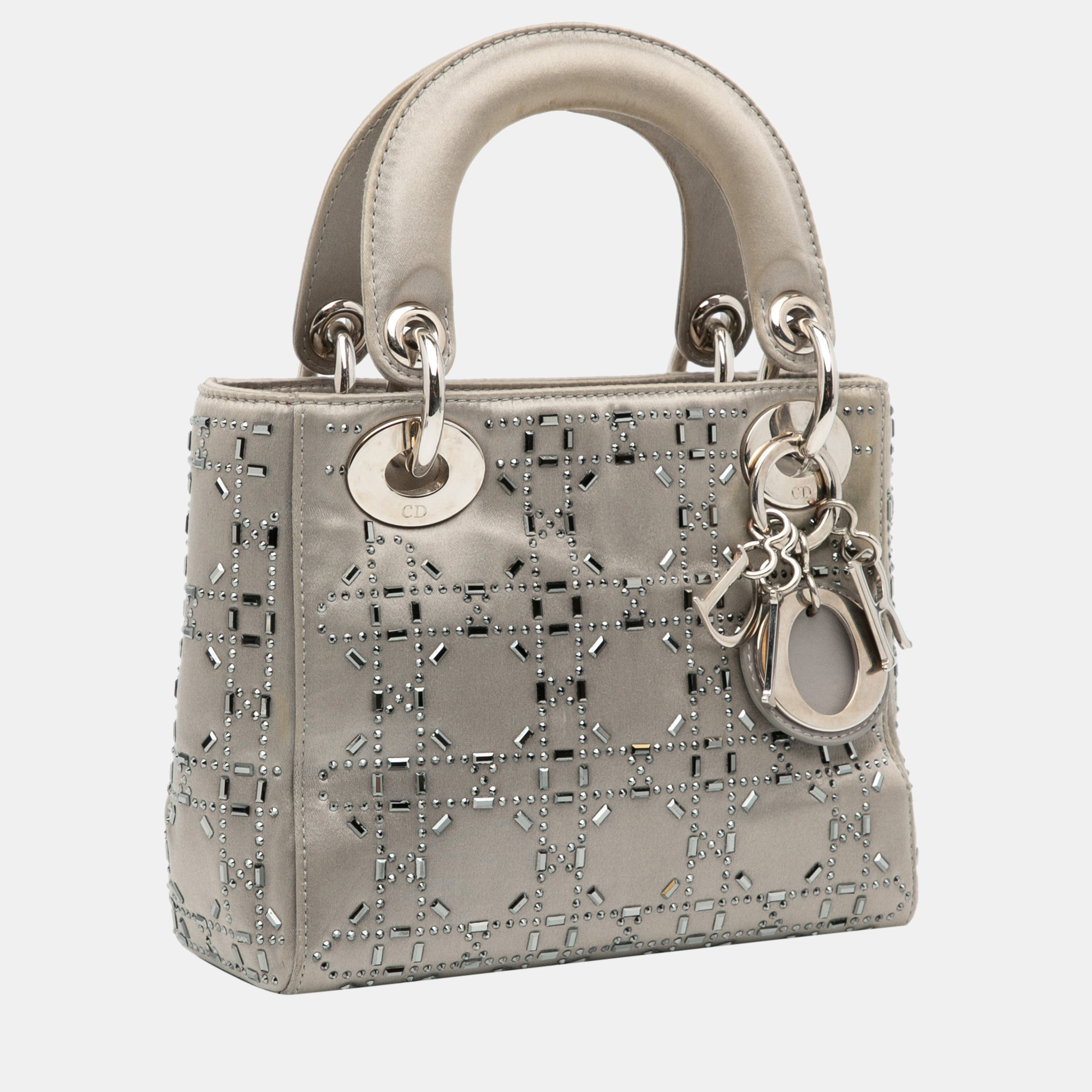 

Dior Grey Mini Crystal Embellished Satin Lady Dior