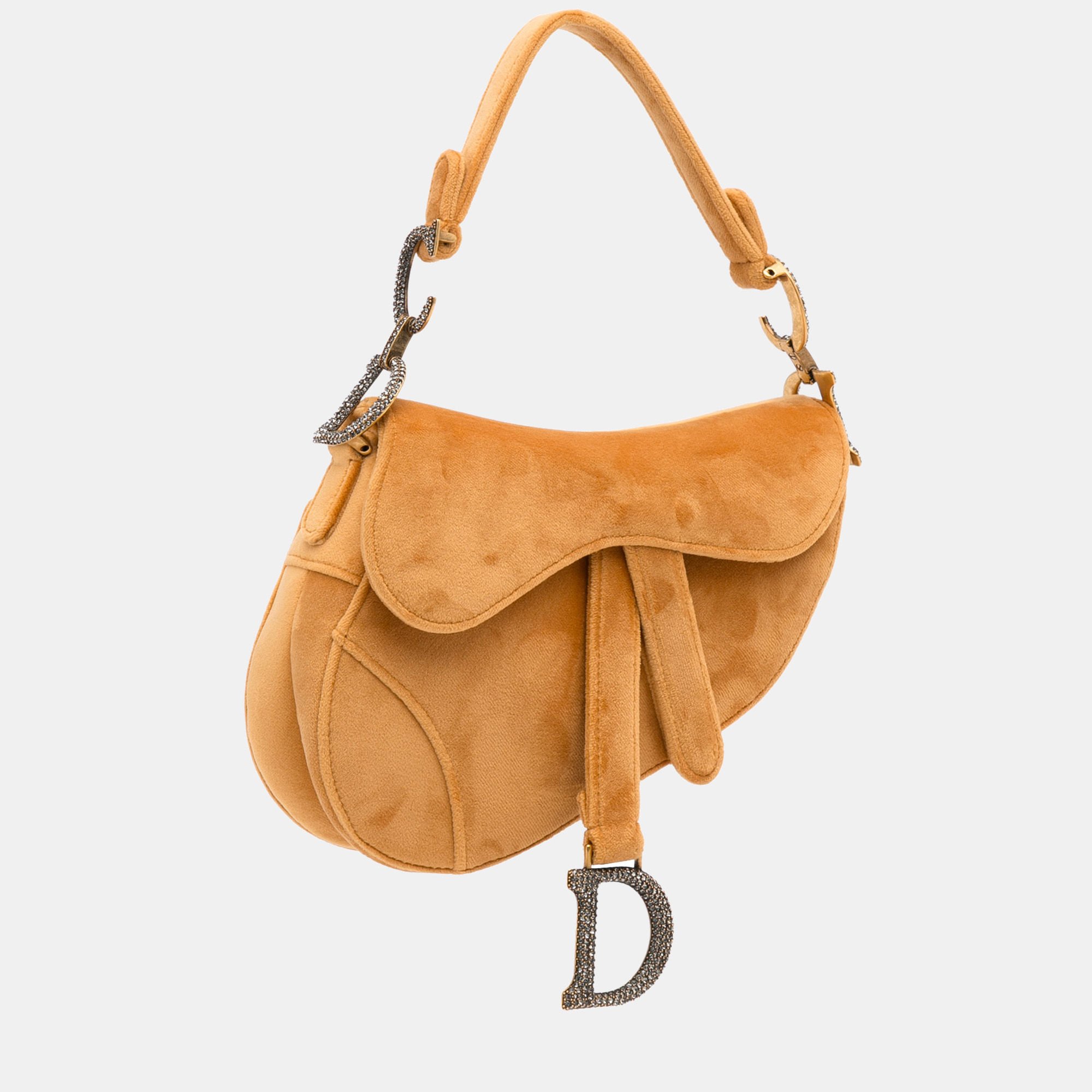 

Dior Brown Mini Saddle Velvet Baguette