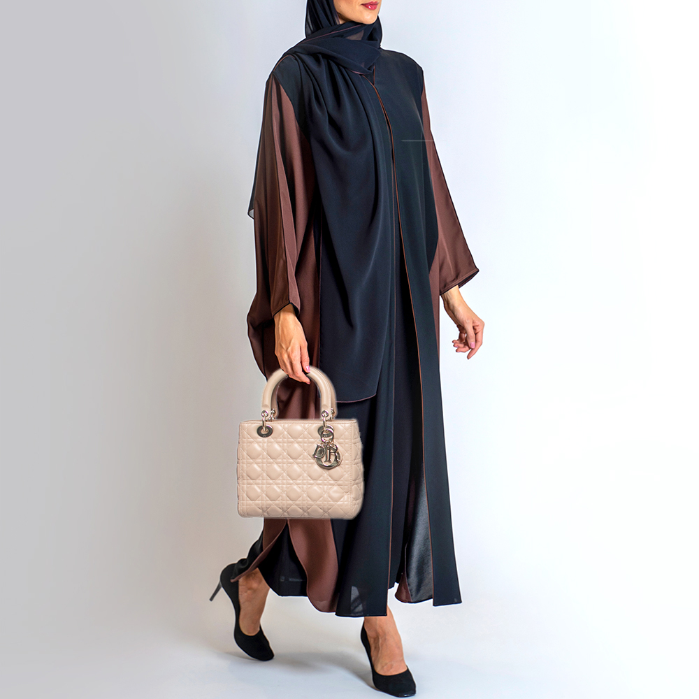 

Dior Beige Leather Medium Lady Dior Tote
