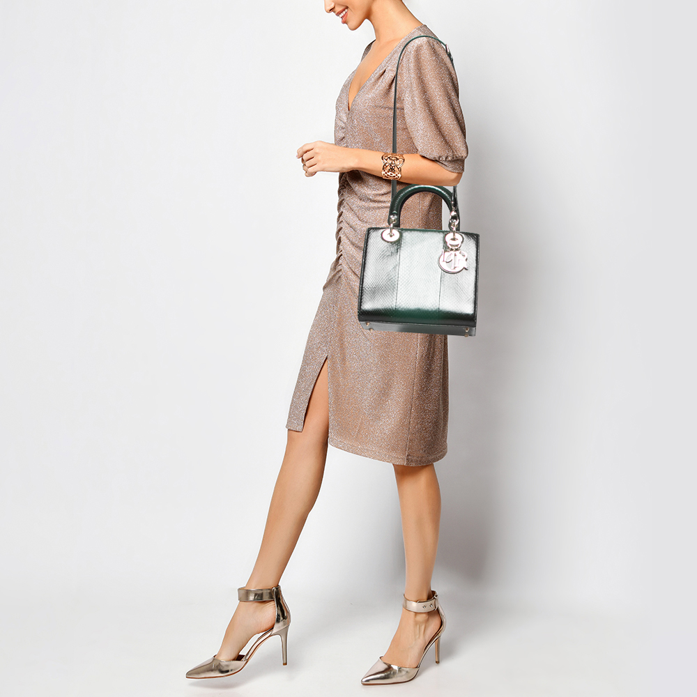 

Dior Ombre Green Python  Lady Dior Tote