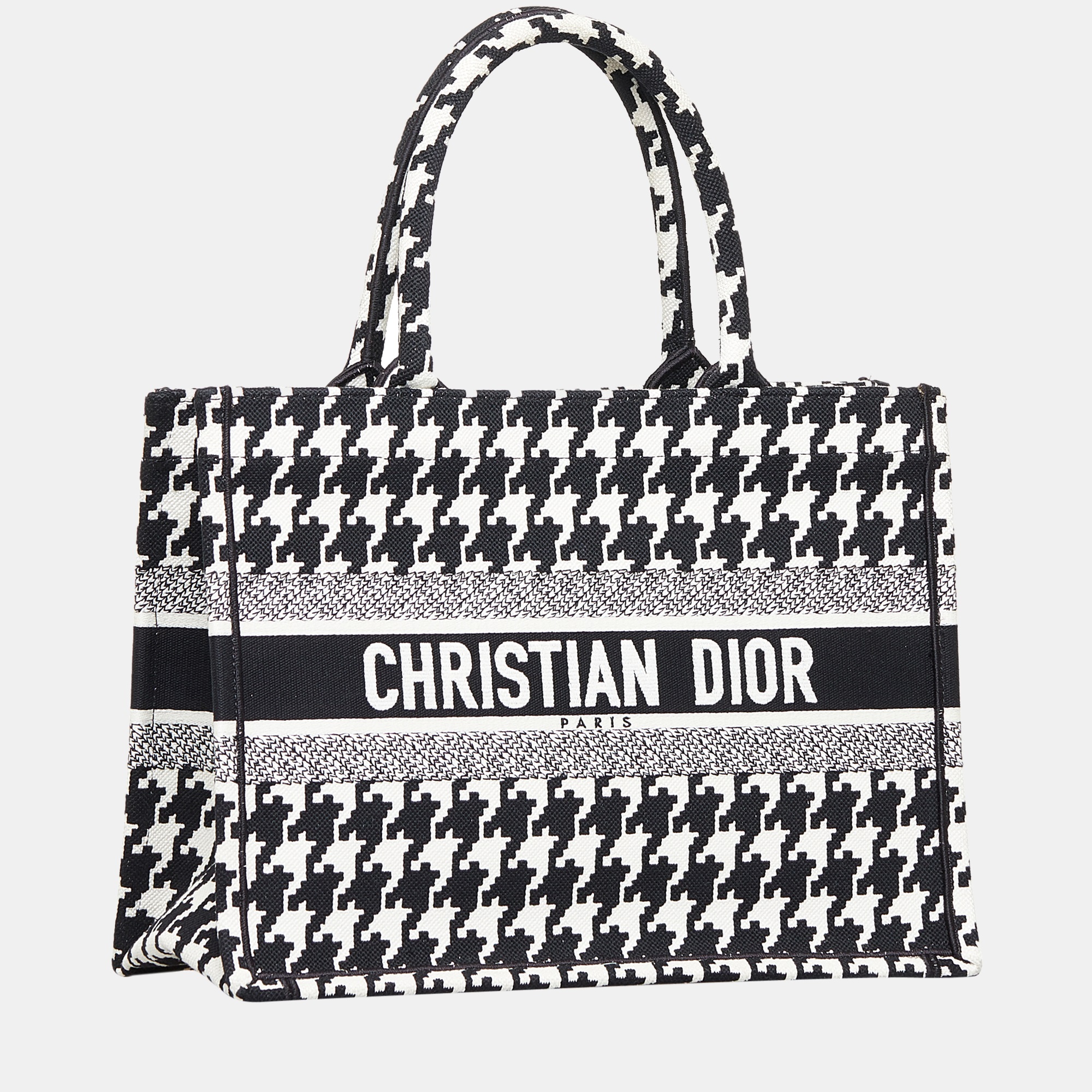 

Dior Black Medium Macro Houndstooth Book Tote