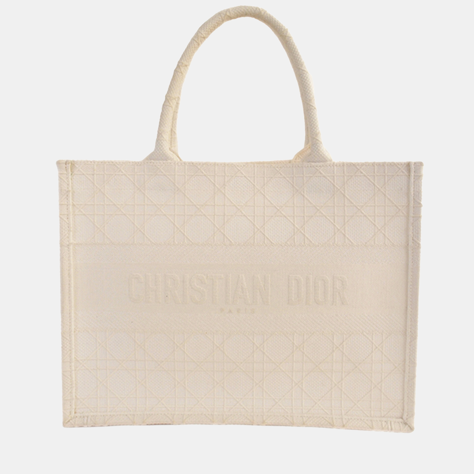 

Dior White Medium Cannage Book Tote