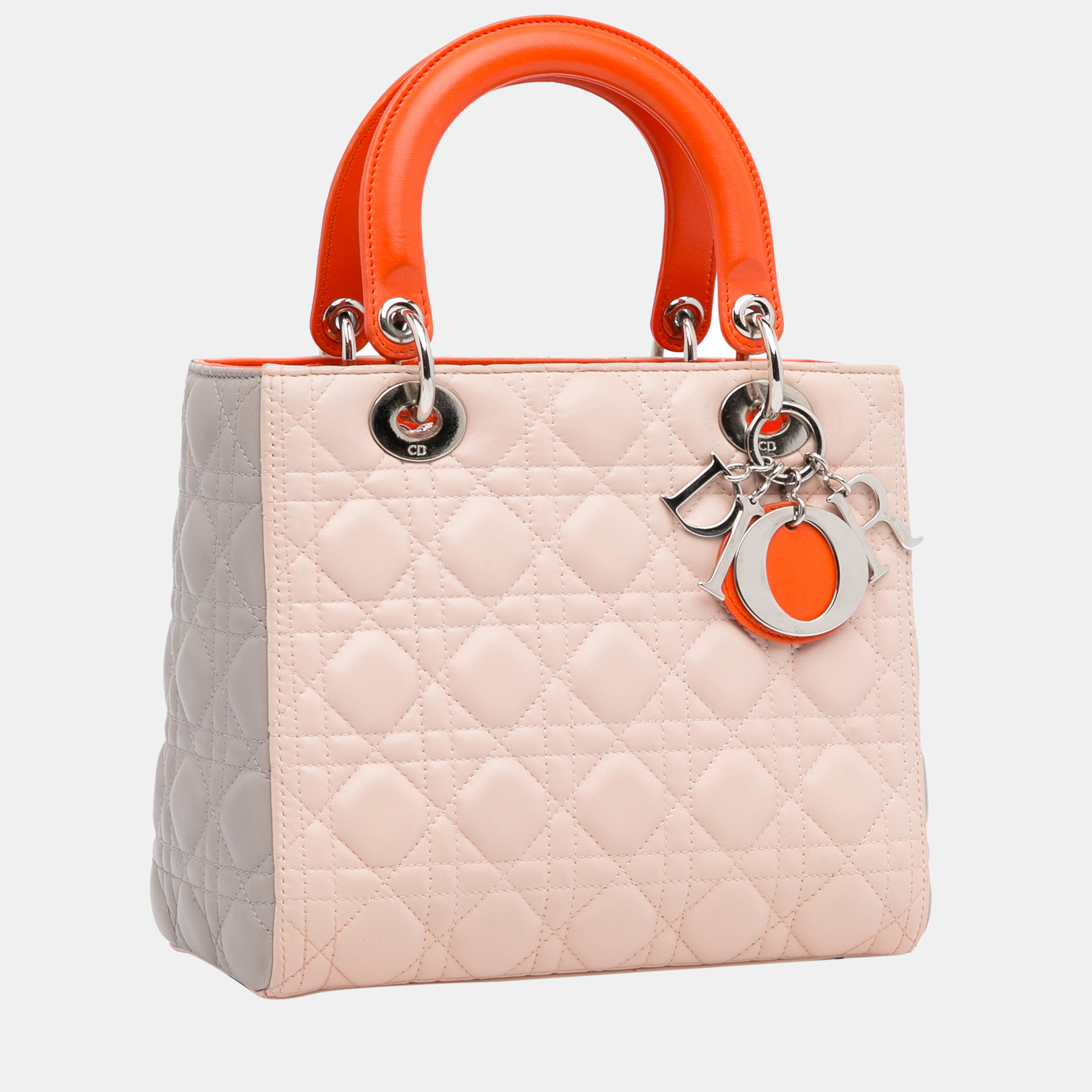 

Dior Beige/Orange Medium Cannage Lady Dior Tricolor