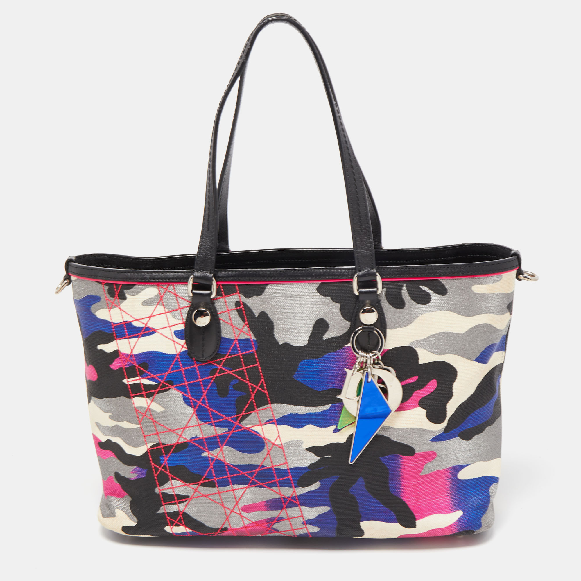 Pre-owned Dior Multicolor Camouflage Coated Canvas And Leather Anselm Reyle Tote