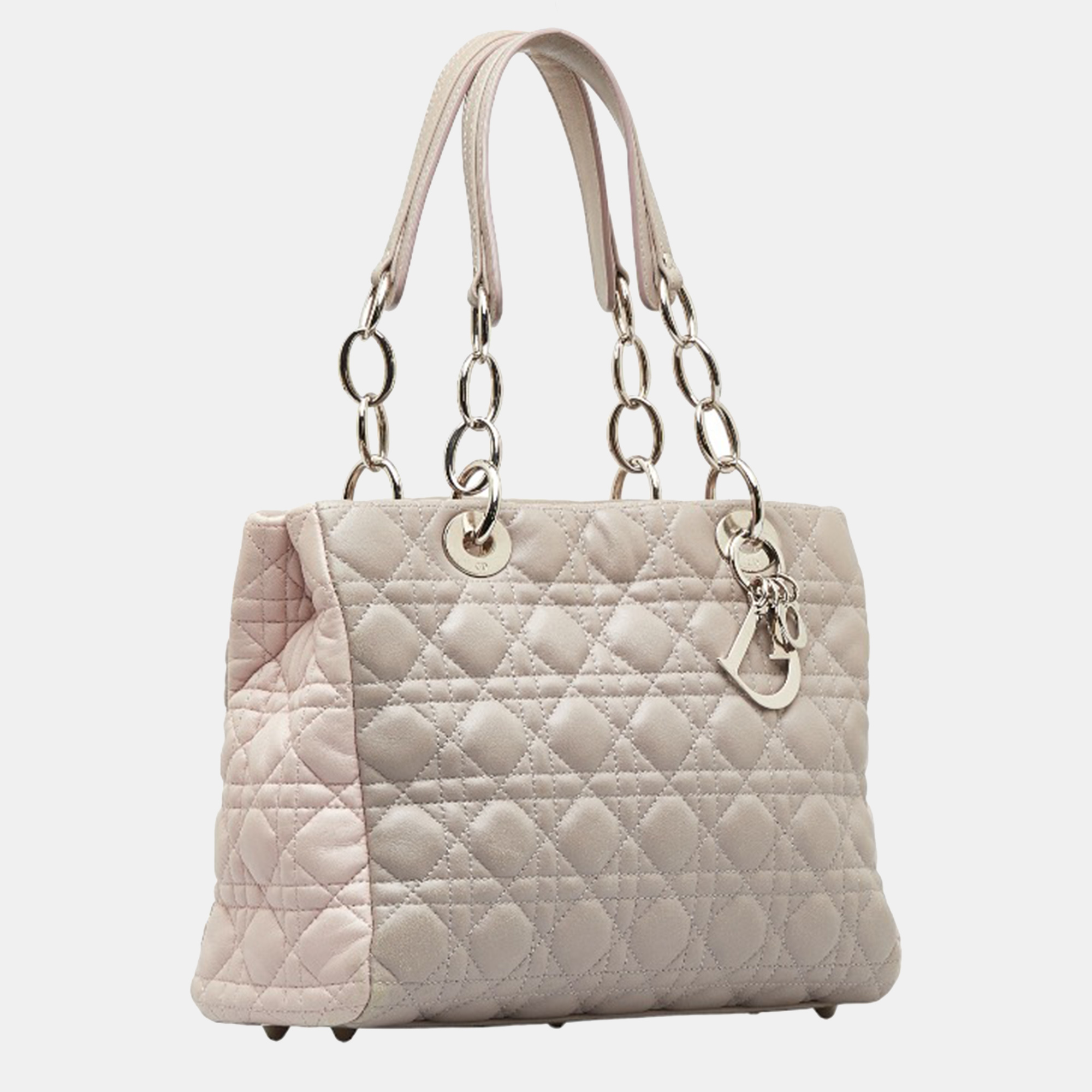 

Dior Grey Cannage Leather Lady Dior Tote Bag