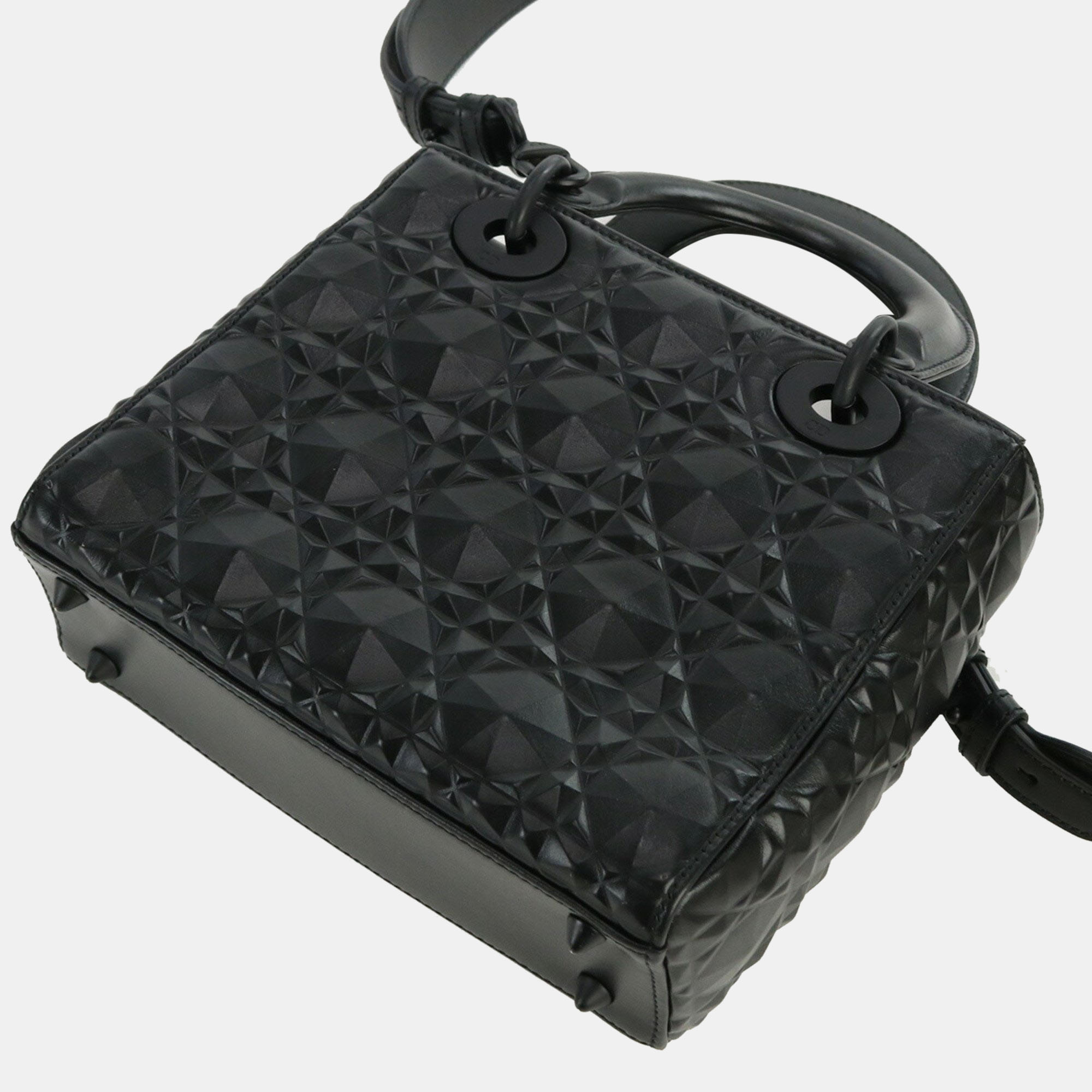 

Dior Black Diamond Cannage Leather  Lady Dior My ABCDior Tote Bag