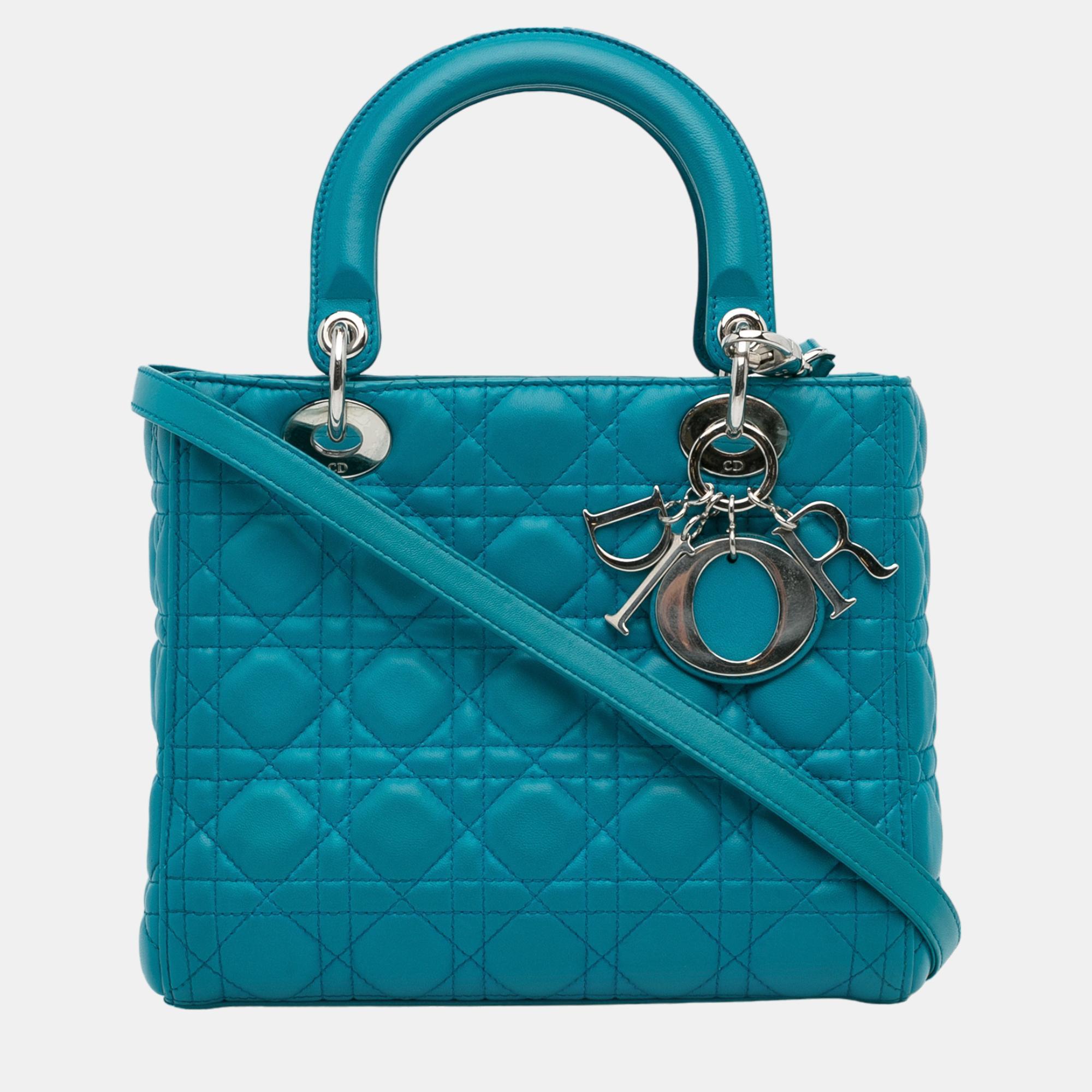 

Dior Blue Medium Lambskin Cannage Lady Dior