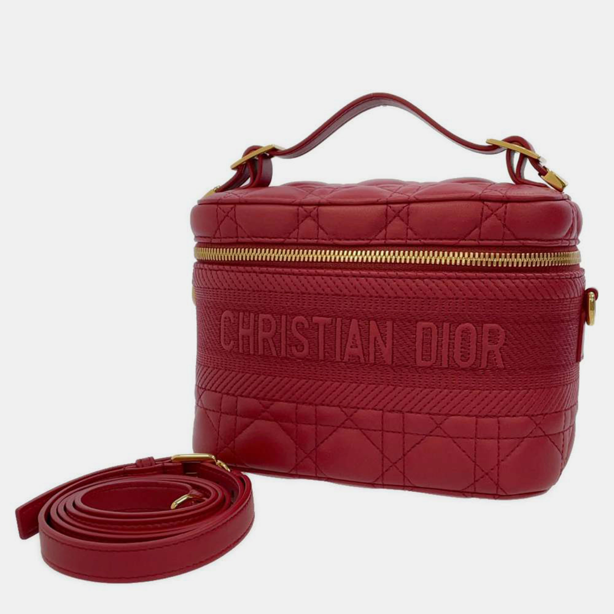 

Dior Red Cannage Leather Small Vanity Shoulder Bag