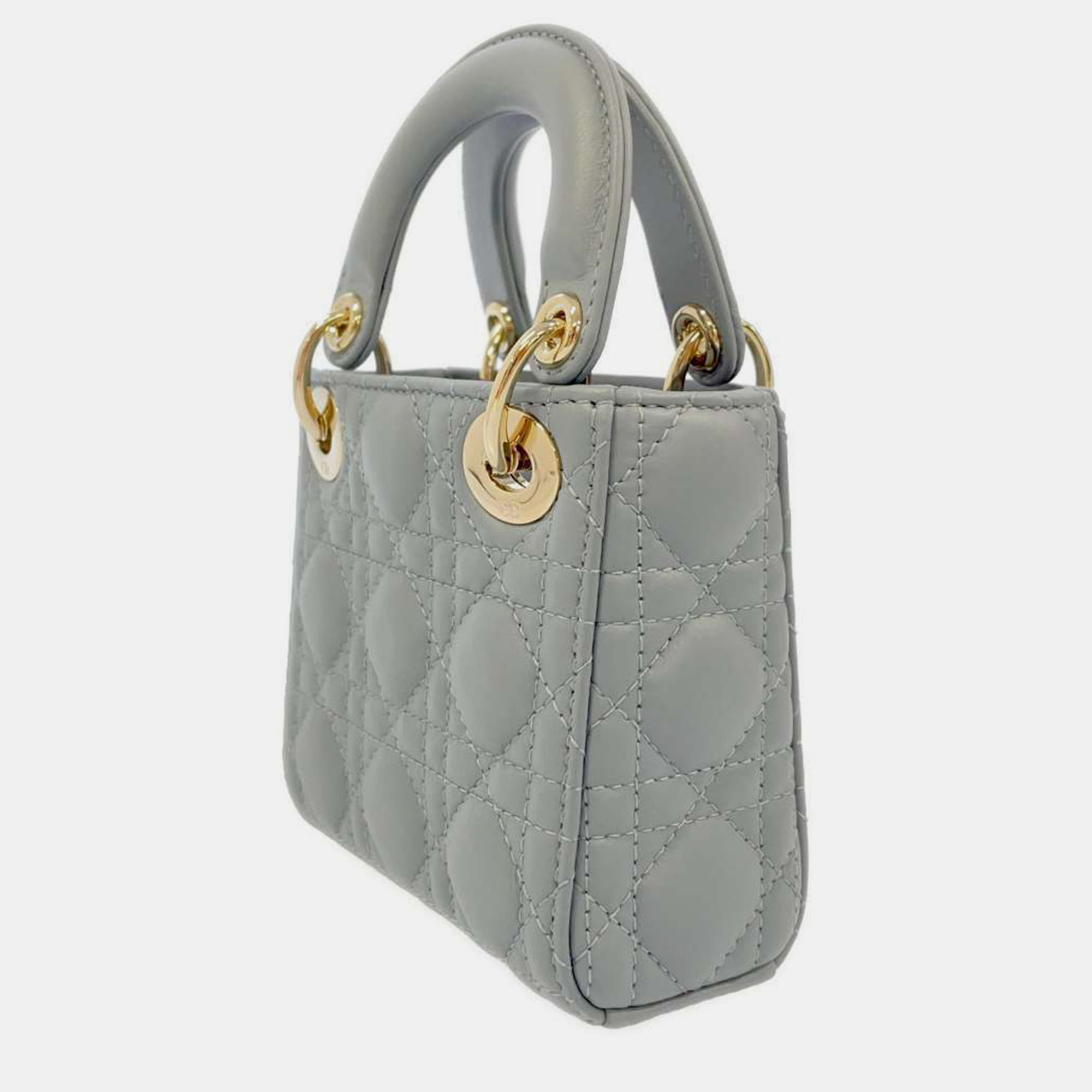 

Dior Blue Leather Micro Lady Dior Tote Bag