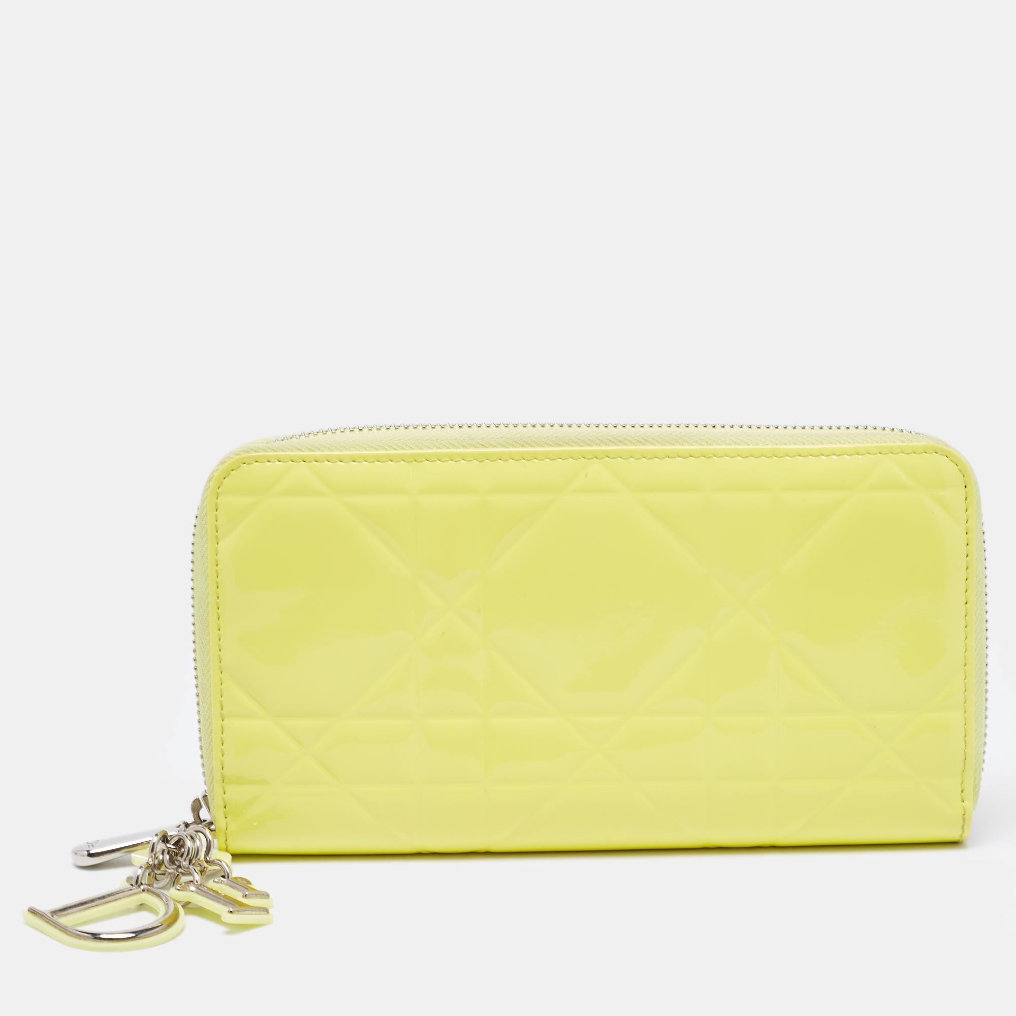 Pre-owned Dior Continental Wallet In Yellow