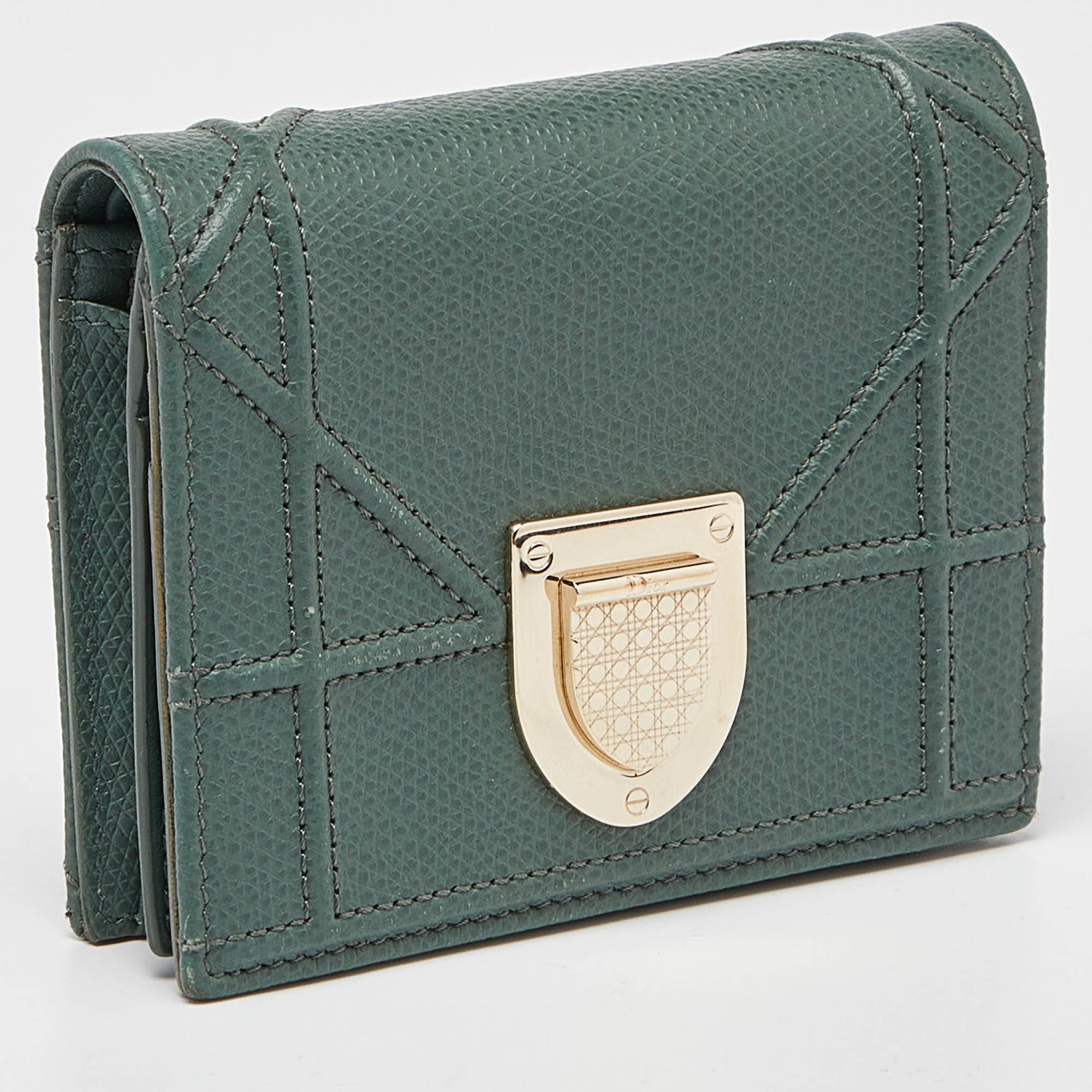 

Dior Green Leather Diorama Trifold Wallet