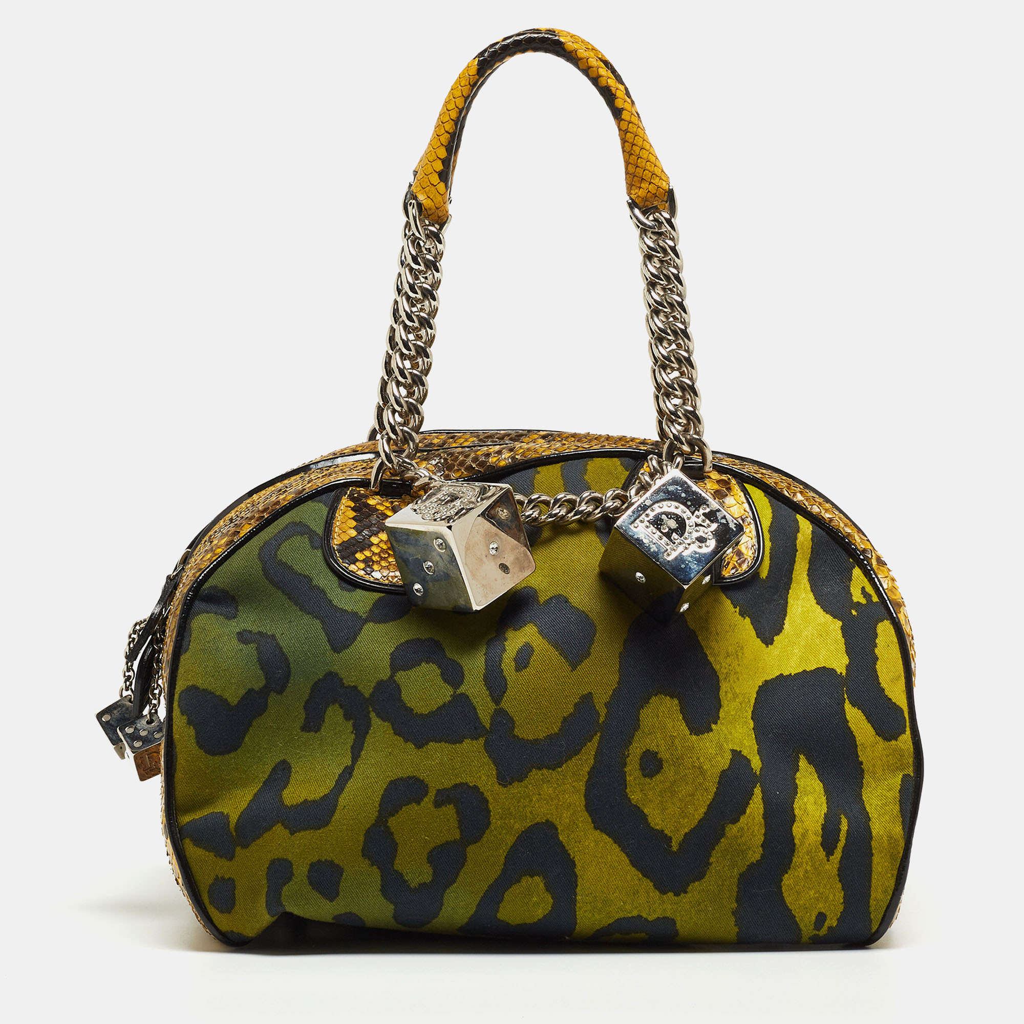 

Dior Multicolor Animal Print Canvas And Python Gambler Dice Bowling Bag