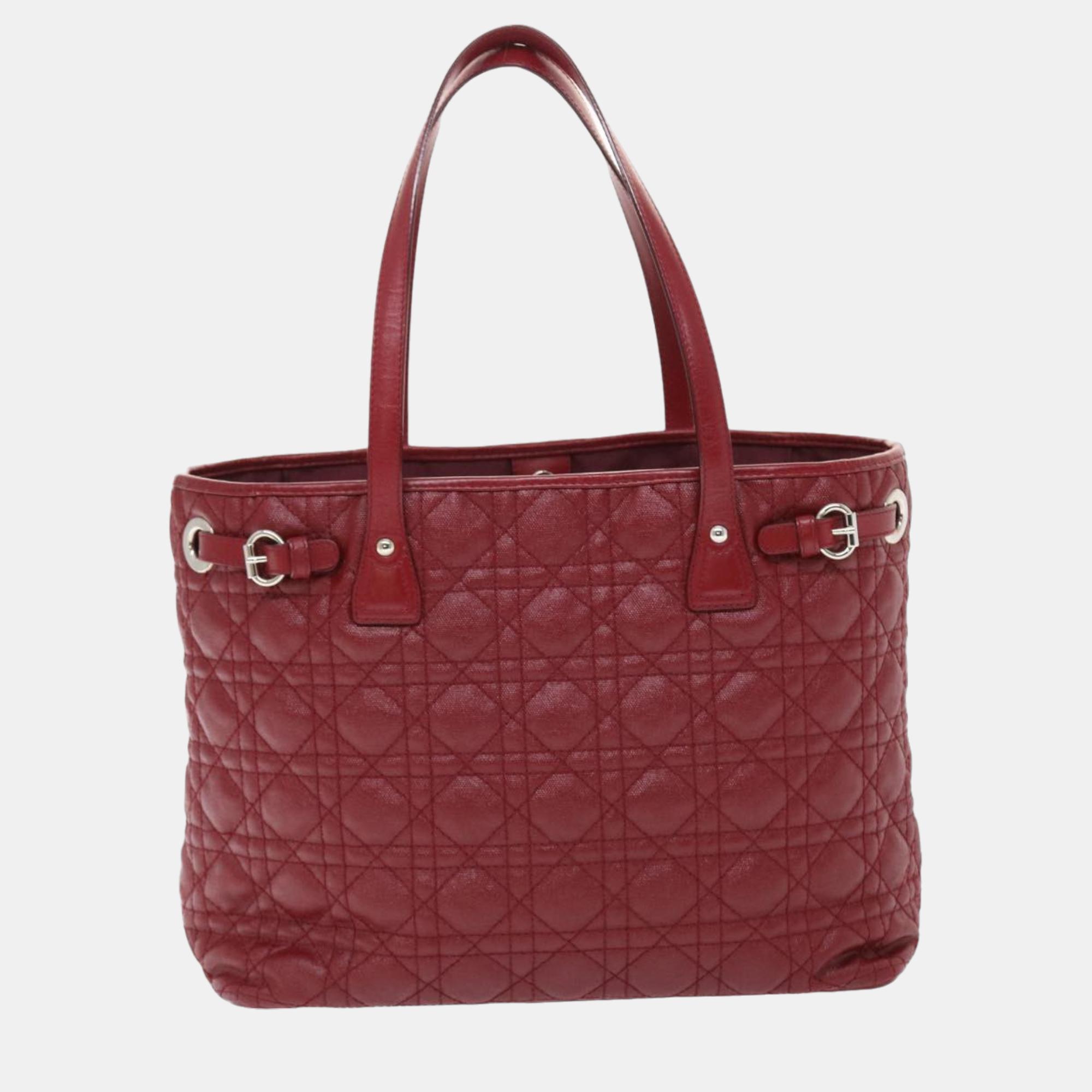 

Dior Red Cannage Leather Small Panarea Tote Bag