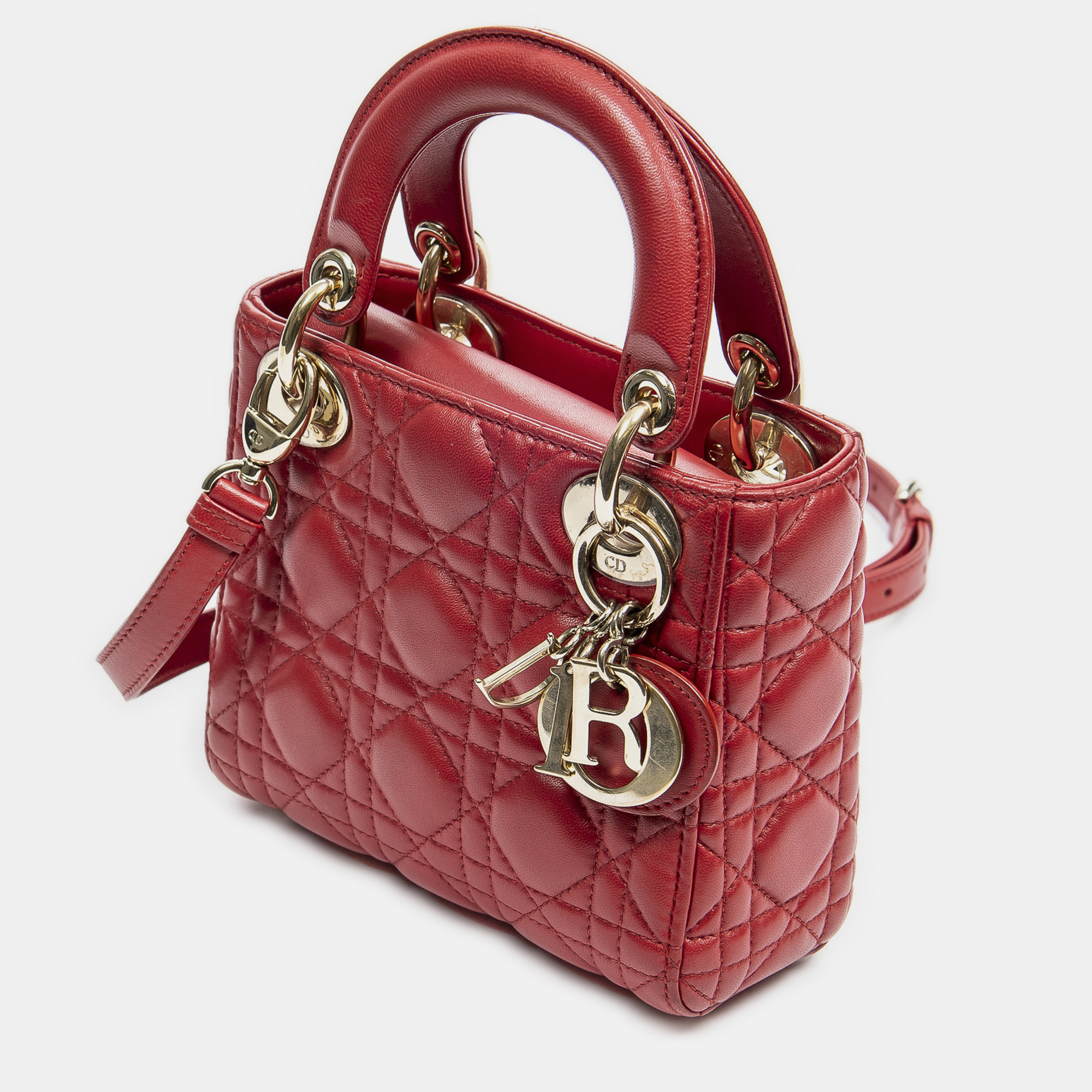 

Dior Mini Cannage Lambskin Lady Dior, Red