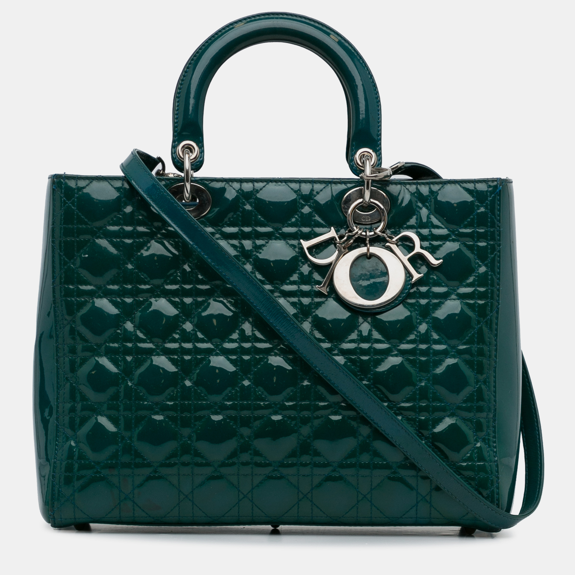 

Dior Large Patent Cannage Lady Dior, Green