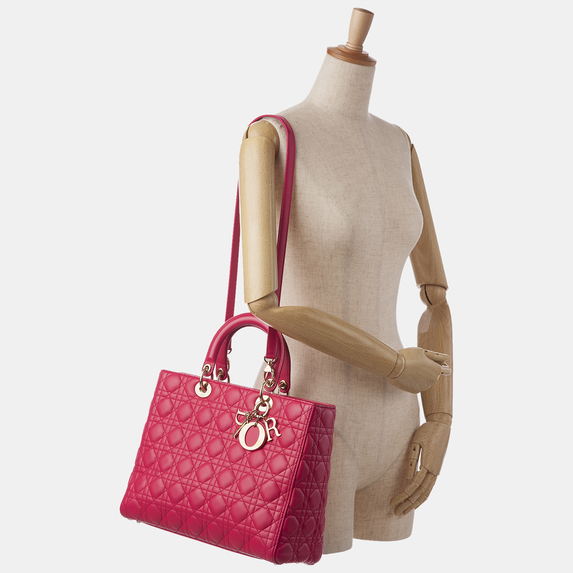 

Dior Pink Large Cannage Lambskin Lady Dior