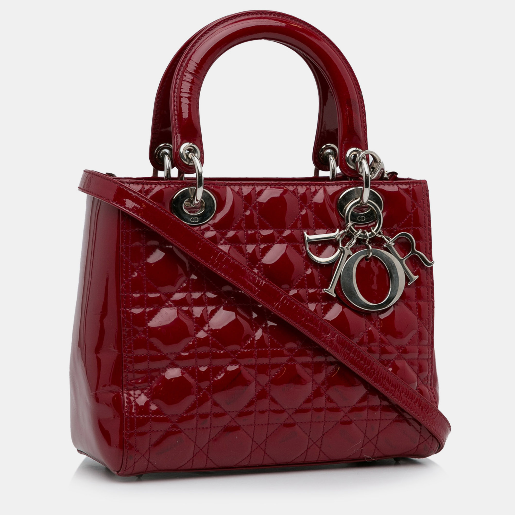 

Dior Medium Patent Cannage Lady, Red