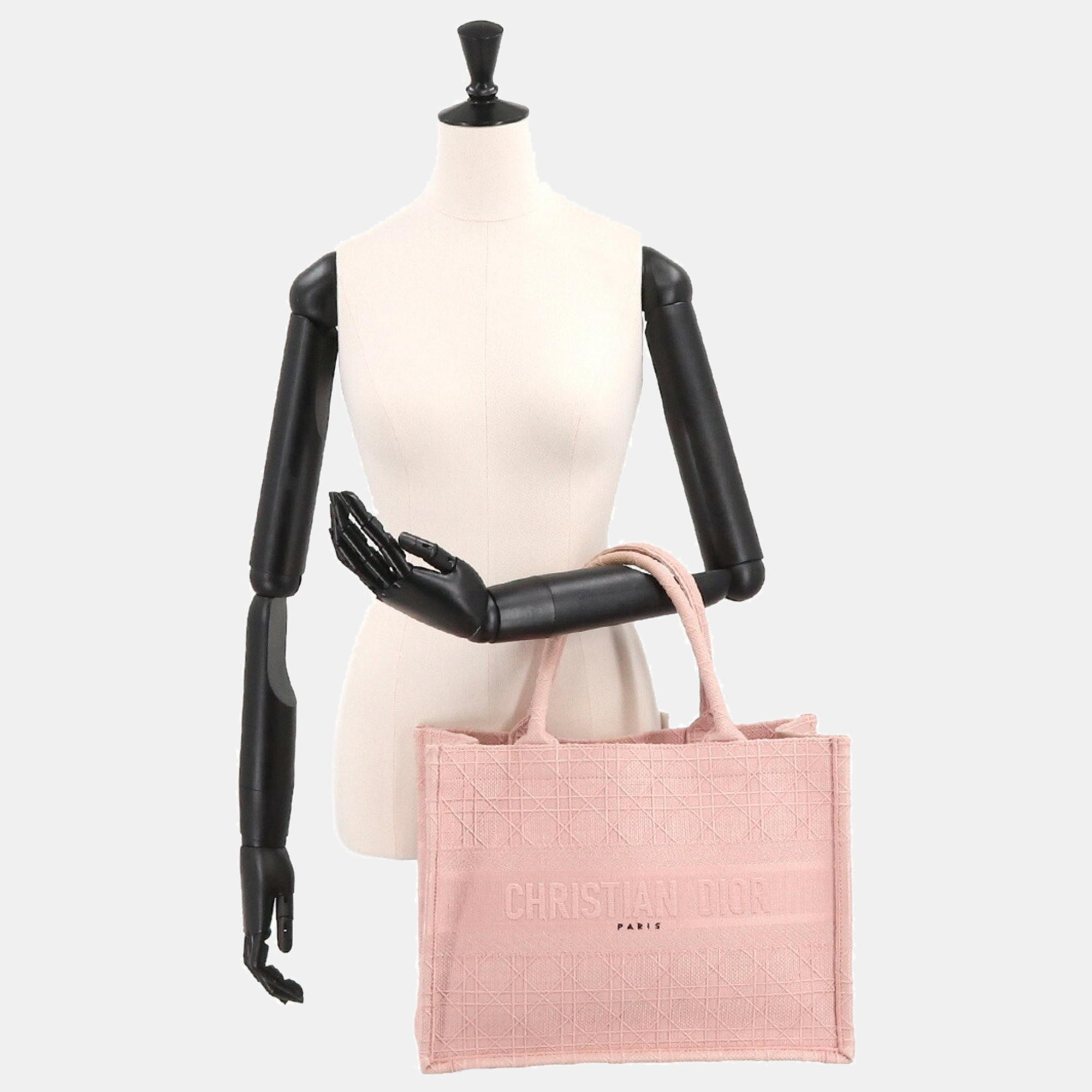 

Dior Pink Canvas  Cannage Book Tote Bag