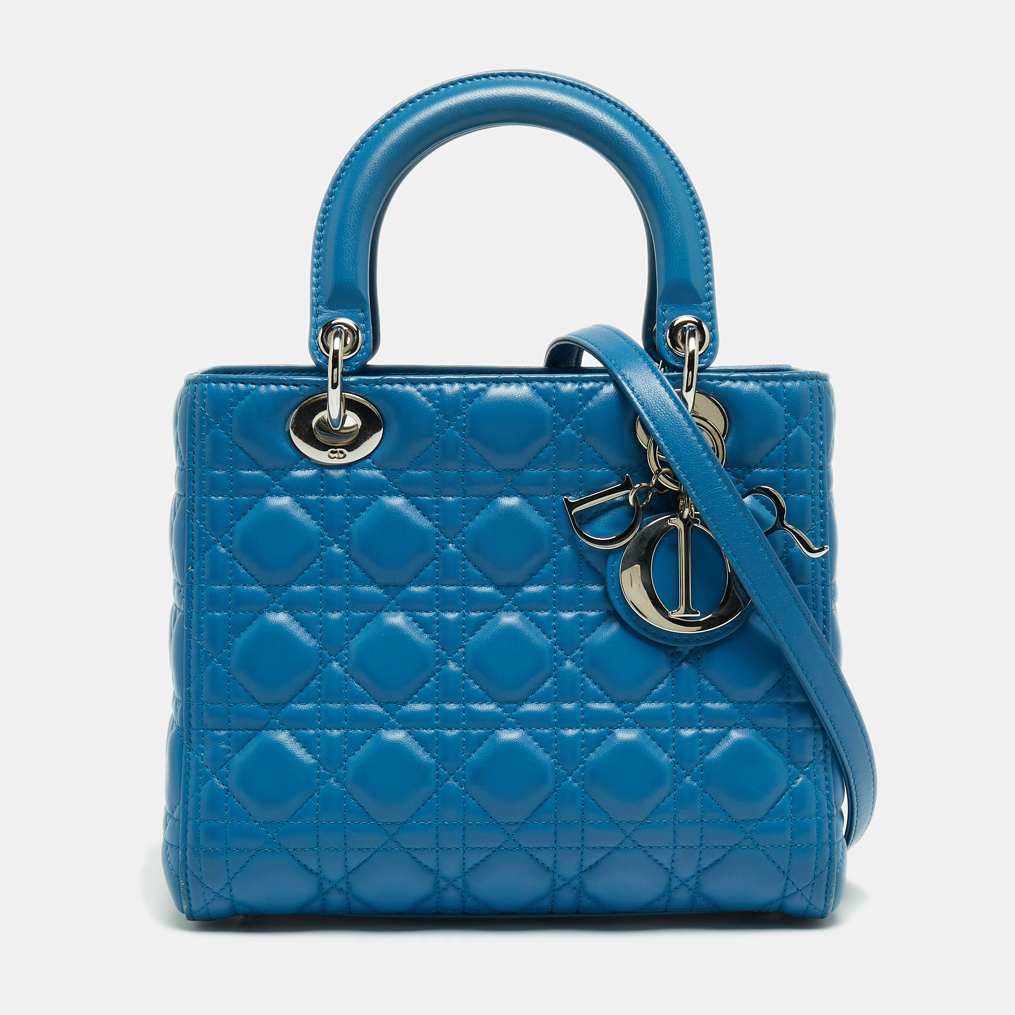 

Dior Blue Cannage Leather  Lady Dior Tote