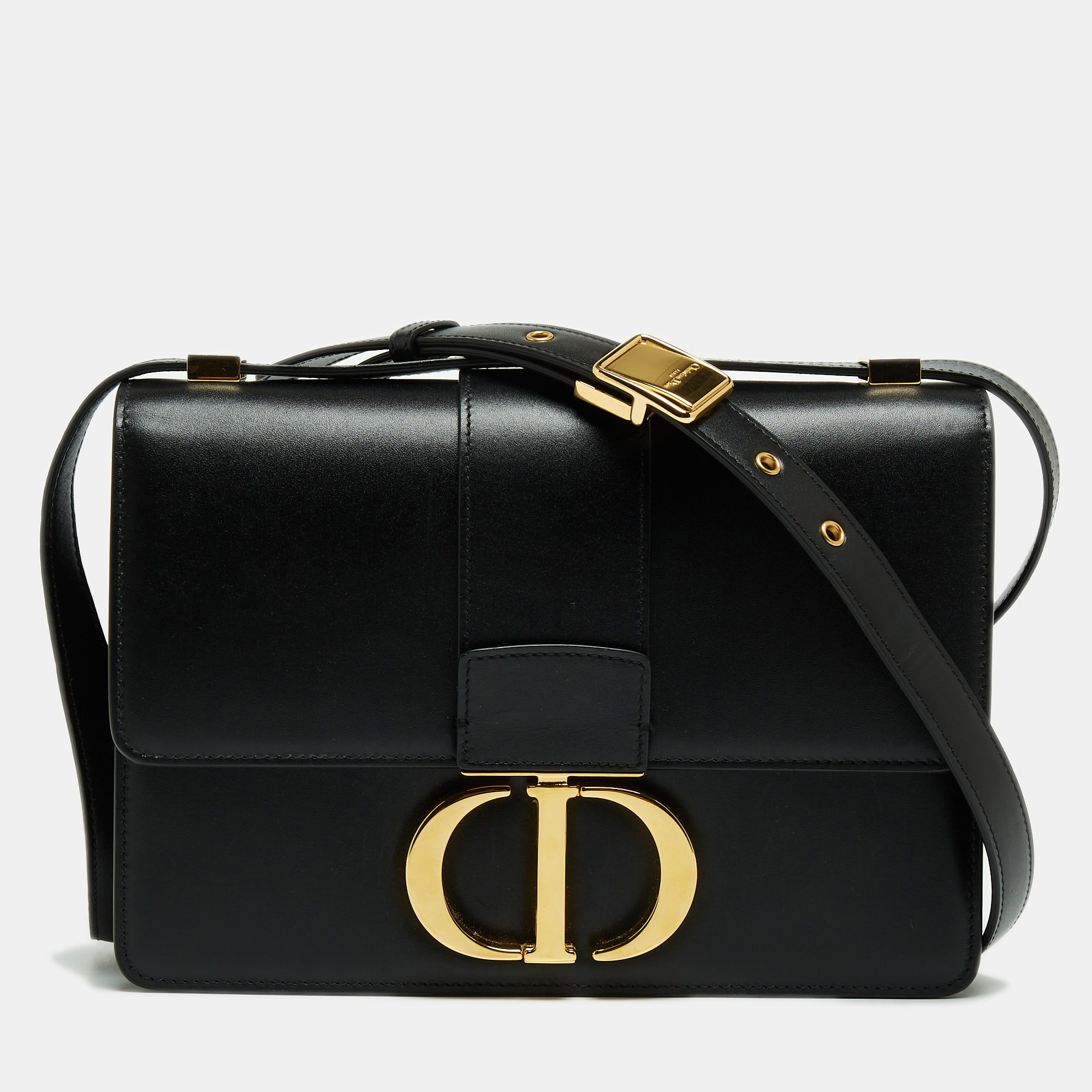 Pre Owned Dior Black Leather 30 Montaigne Shoulder Bag