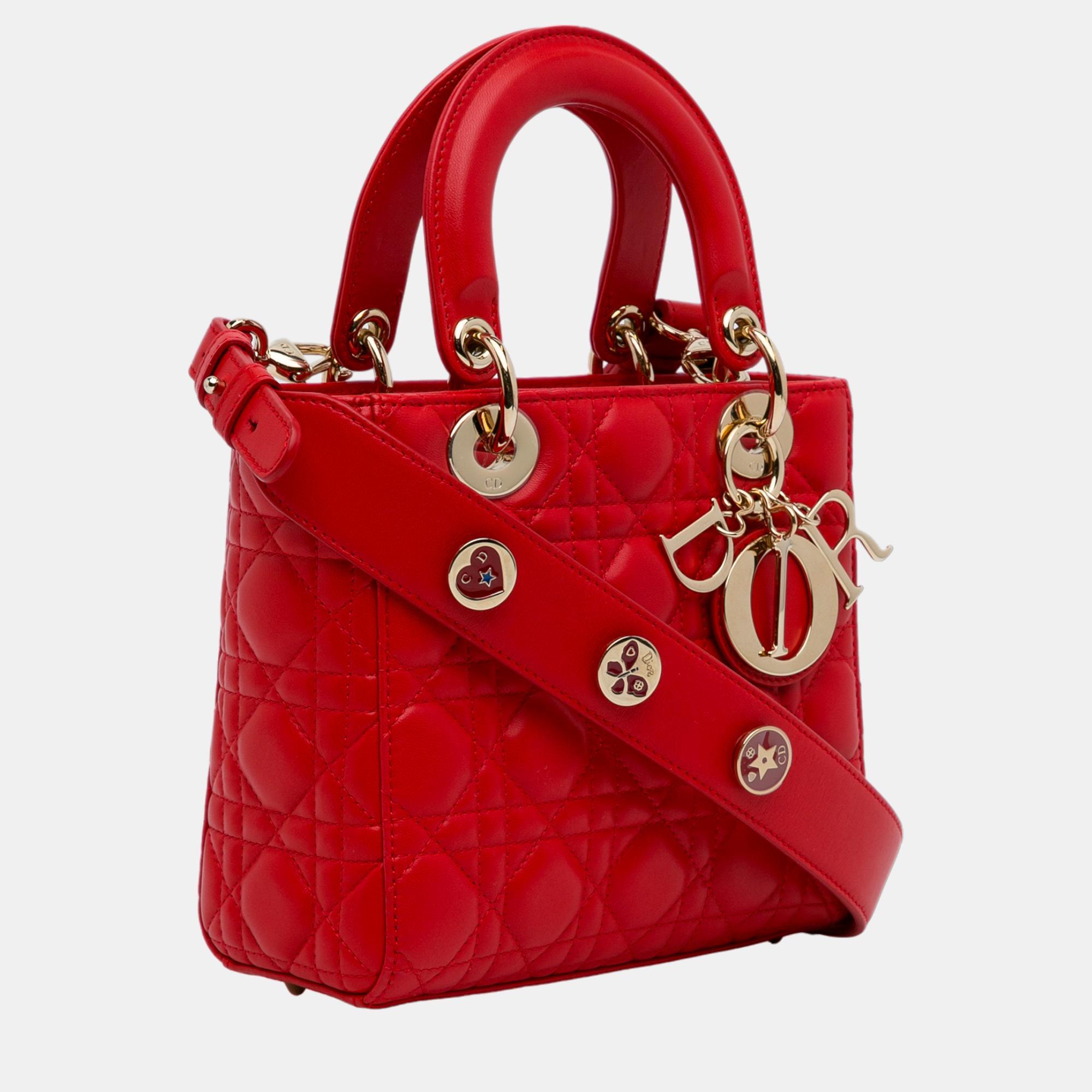 

Dior Red Small Cannage Lady Dior My ABCDior