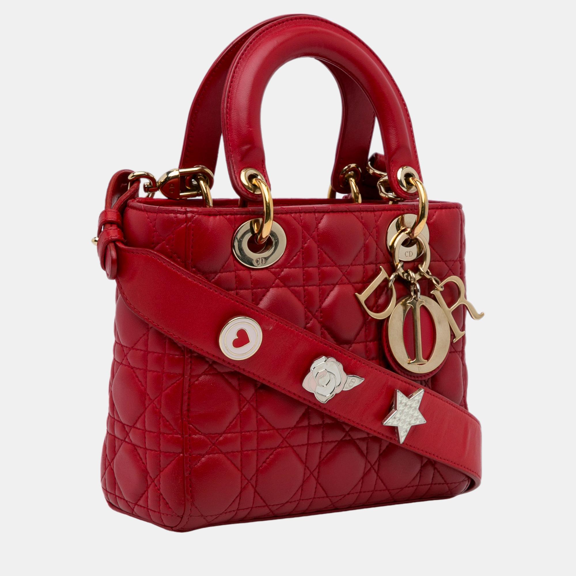 

Dior Red Small Cannage Lady Dior My ABCDior