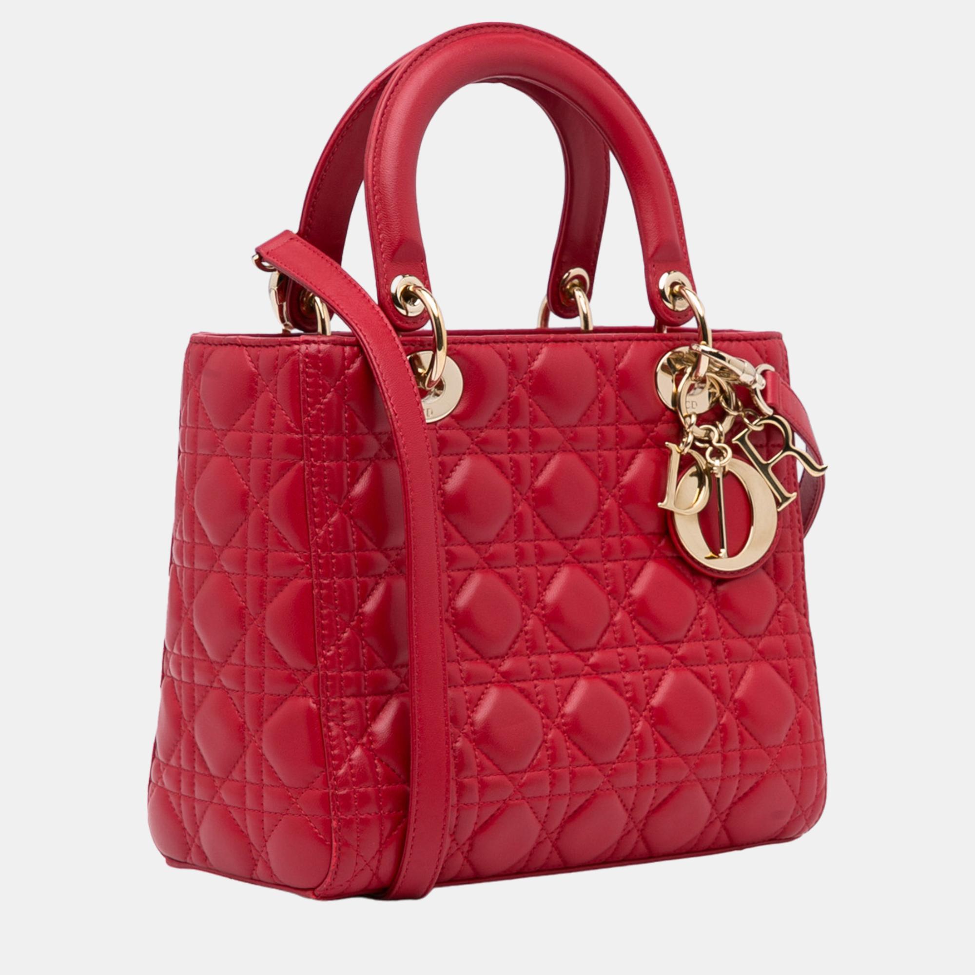 

Dior Red Medium Cannage Lady Dior