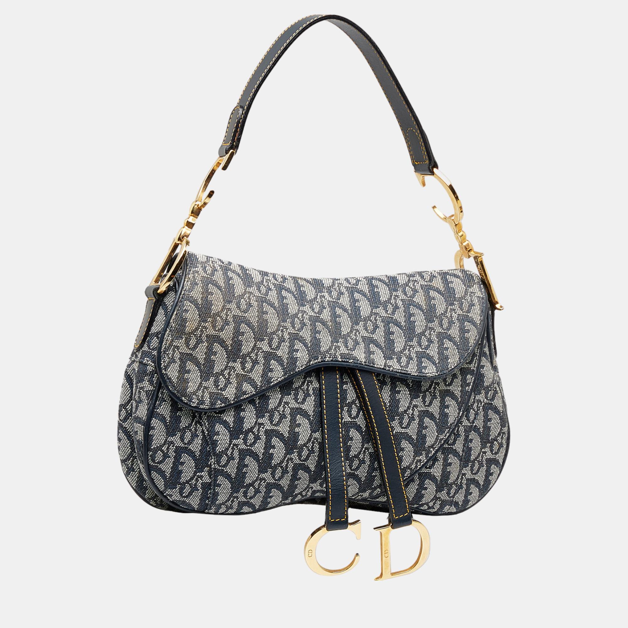 

Dior Blue Oblique Double Saddle