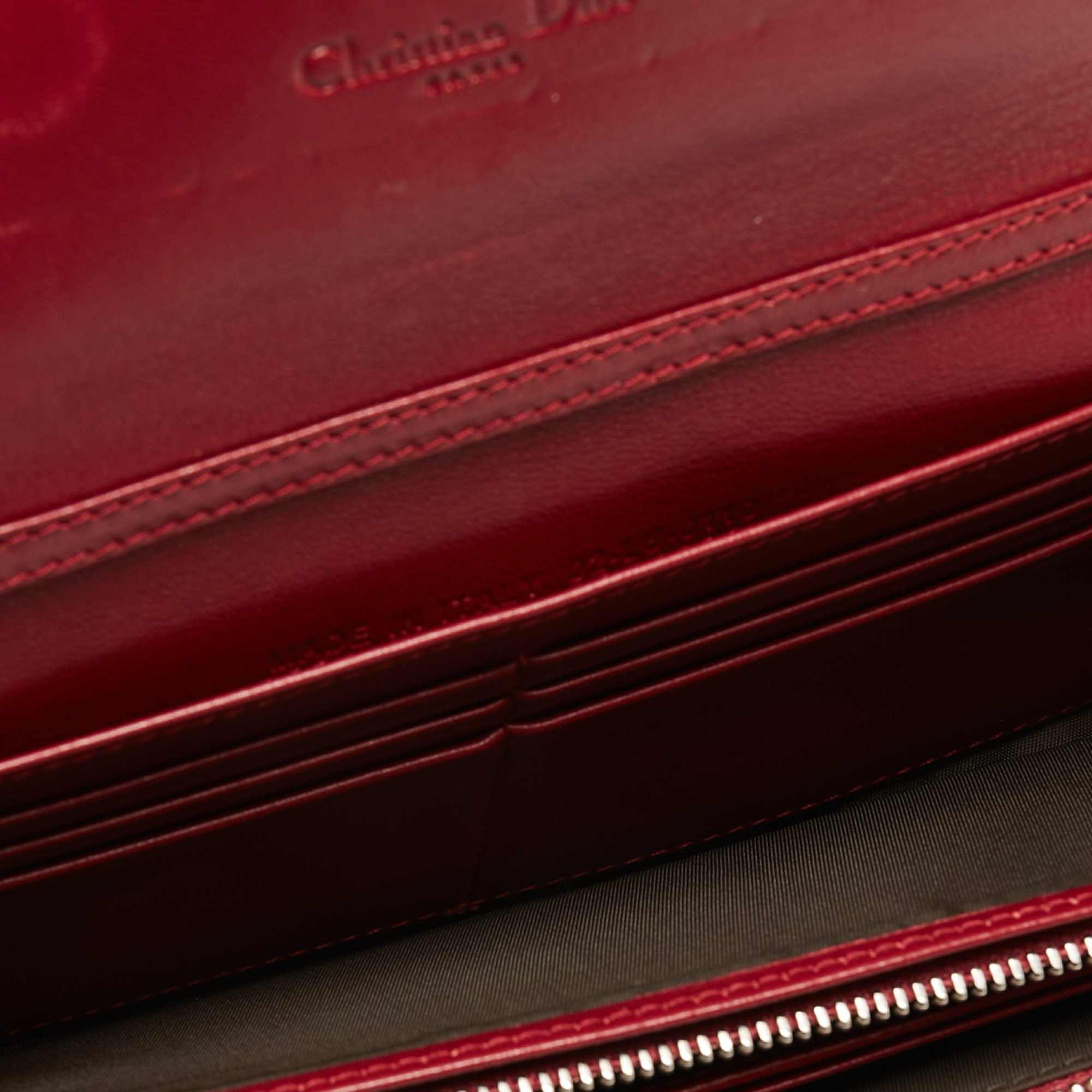 

Dior Red Cannage Patent Leather Lady Dior Flap Wallet