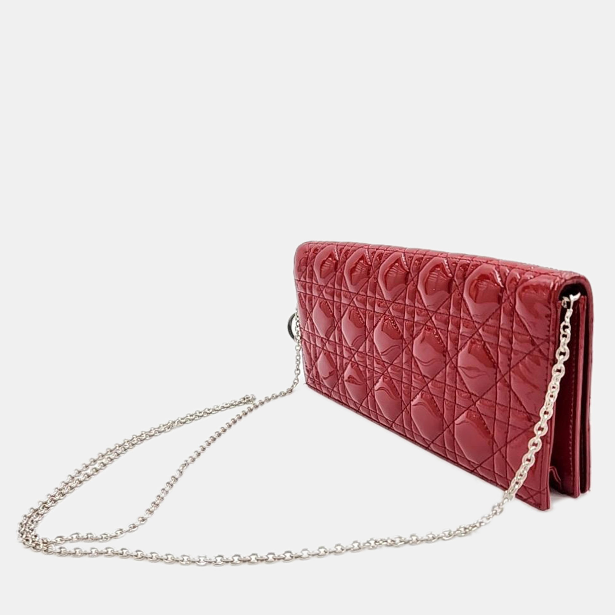 

Christian Dior Cannage Patent Clutch, Red