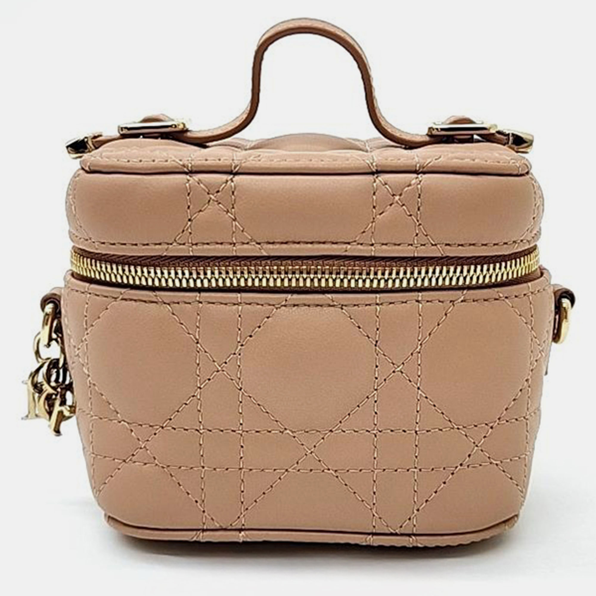 

Christian Dior Tan Leather Cannage Micro Vanity Shoulder Bag, Beige