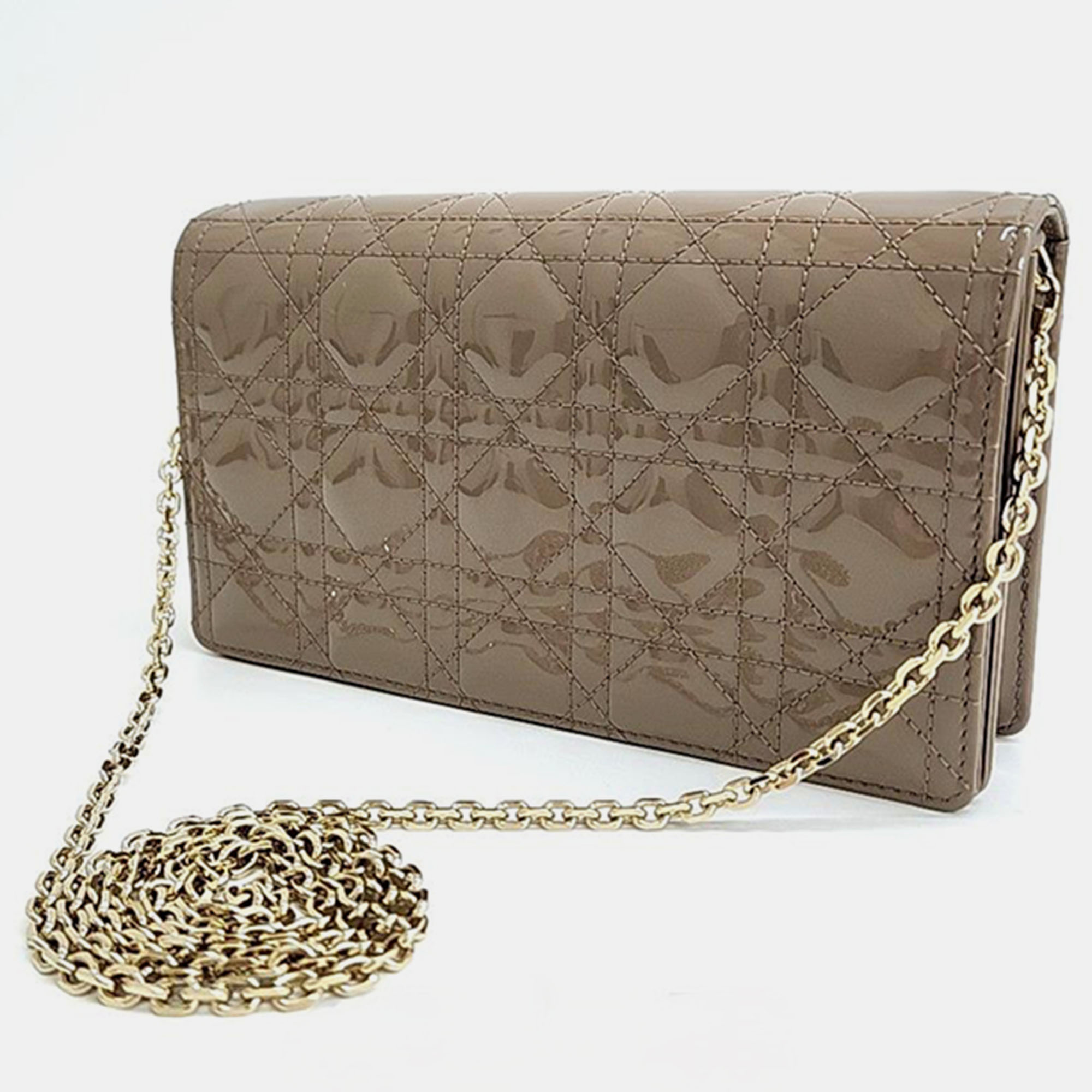 

Christian Dior Patent Lady Pouch Bag S0204, Brown