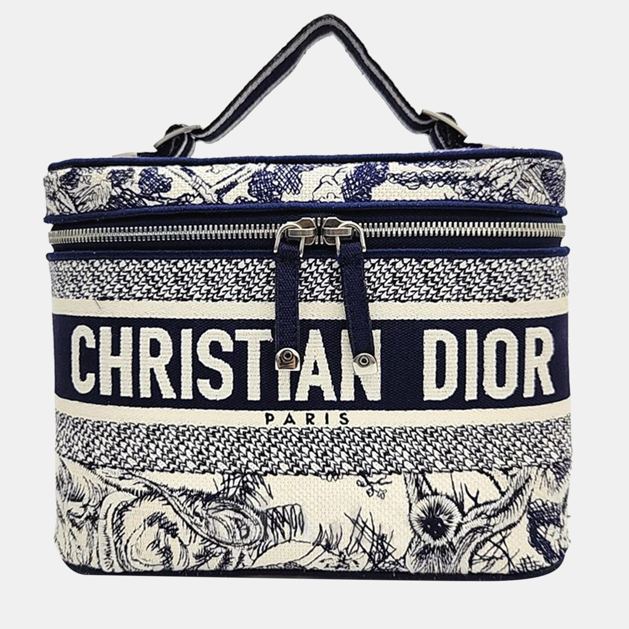 Pre-owned Dior Christian  Oblique Travel Vanity In Blue