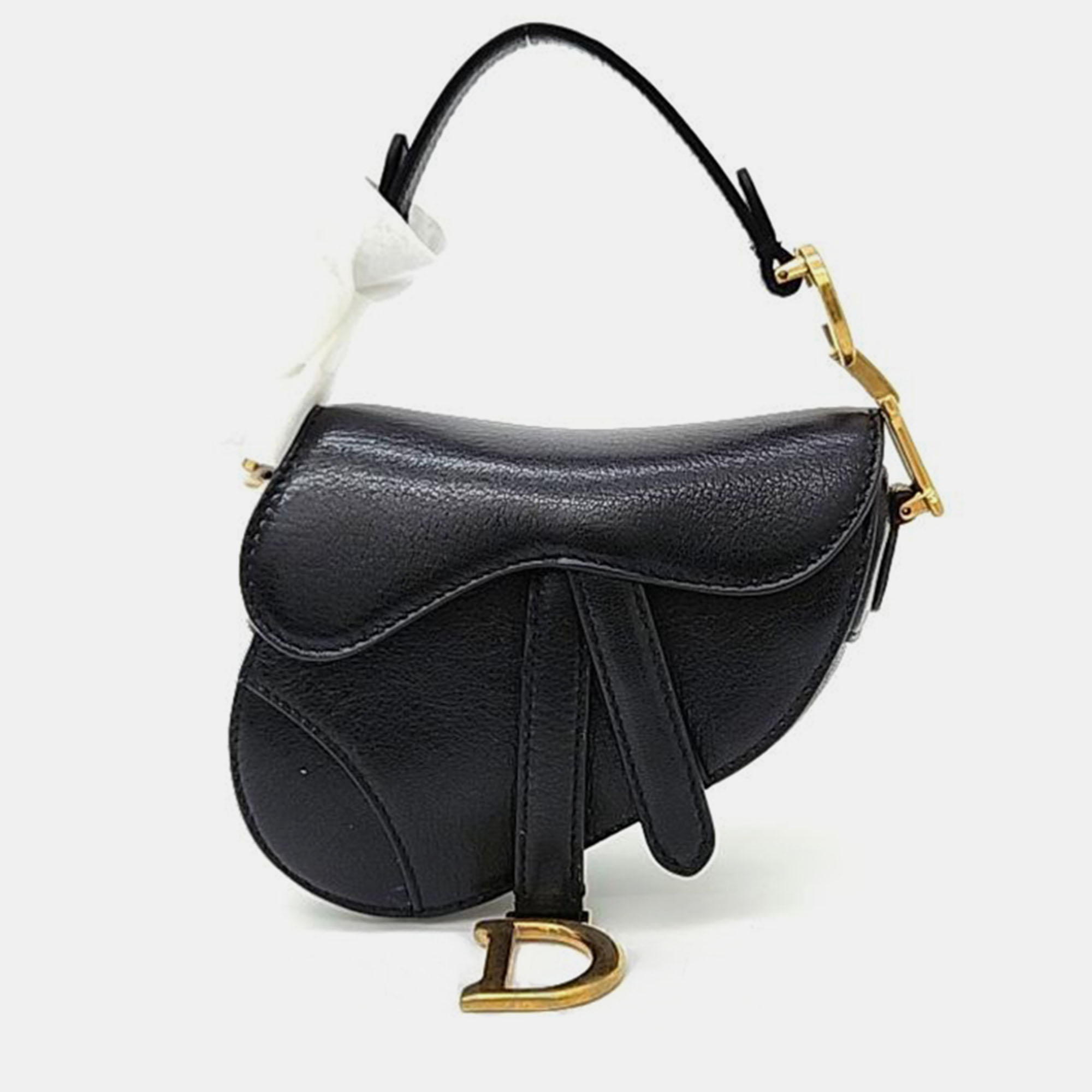 Pre-owned Dior Christian  Micro Saddle Bag In Black
