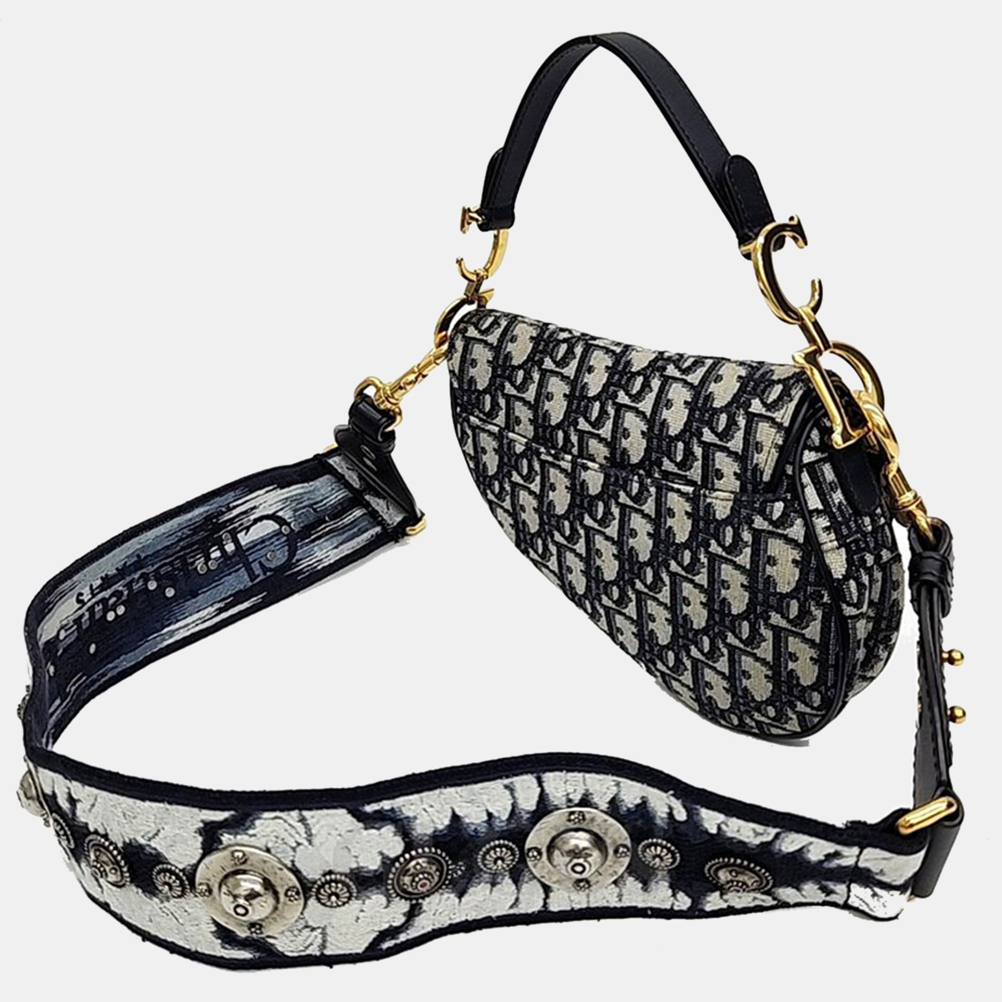 

Christian Dior Oblique Mini Saddle Bag & Strap, Beige