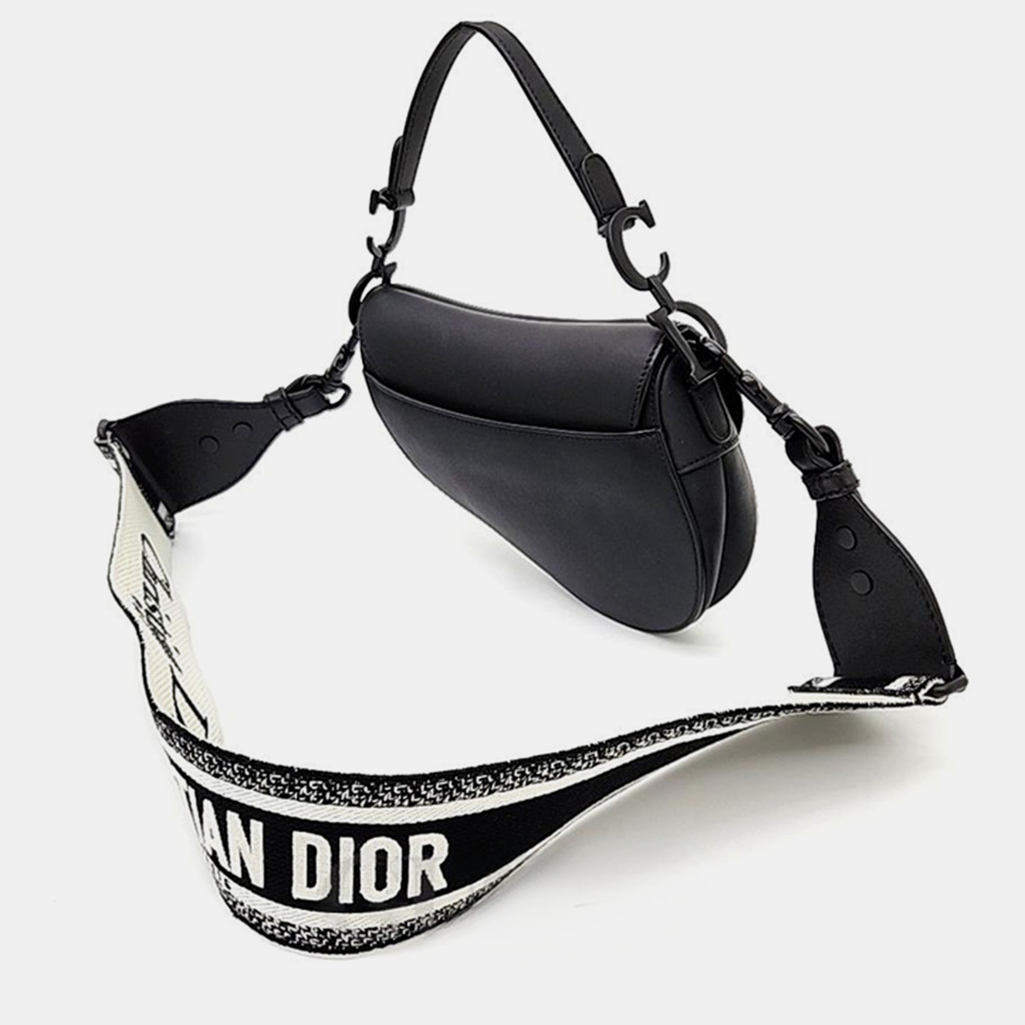 

Christian Dior Ultramat Saddle Bag + Strap, Black