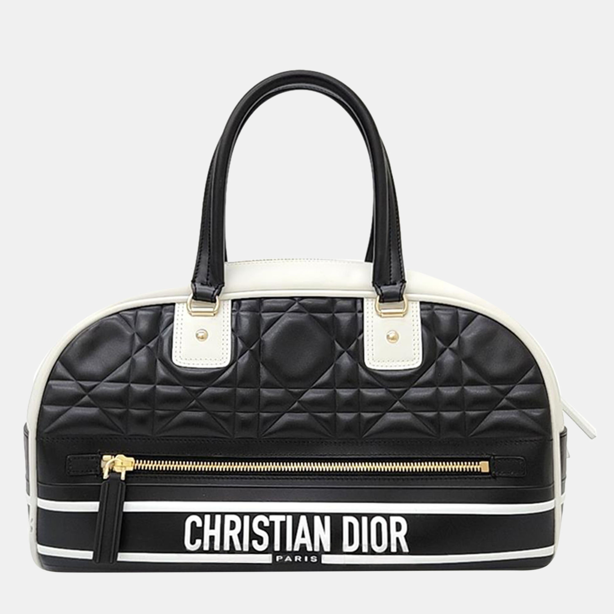 Pre-owned Dior Christian  Vibe Bowling Bag Medium M6202ofca In Black