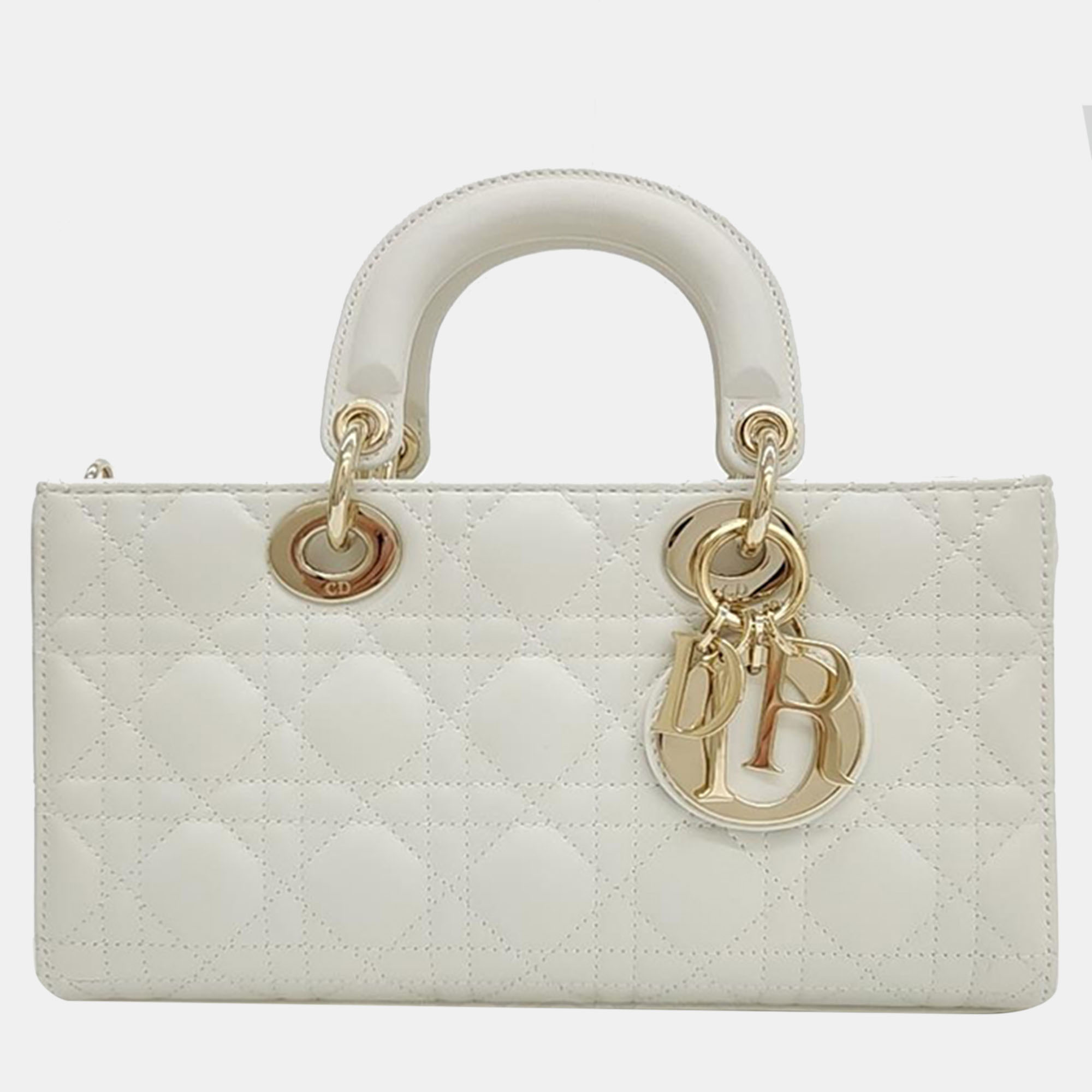 Pre-owned Dior Christian  Lady D-joy Medium In White