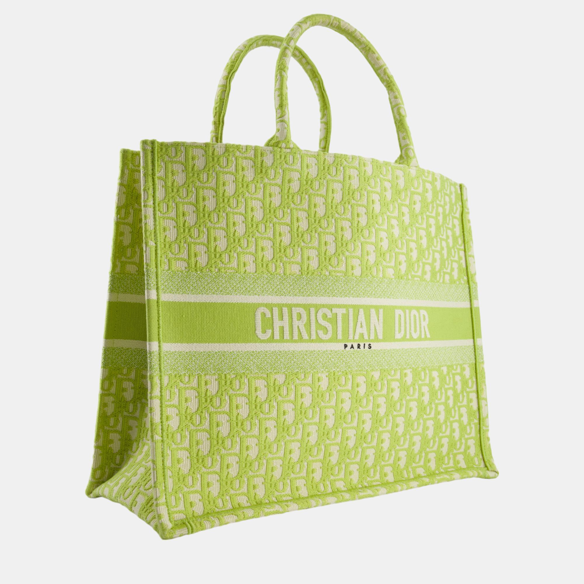 

Christian Dior Lime Green Large Oblique Book Tote Bag