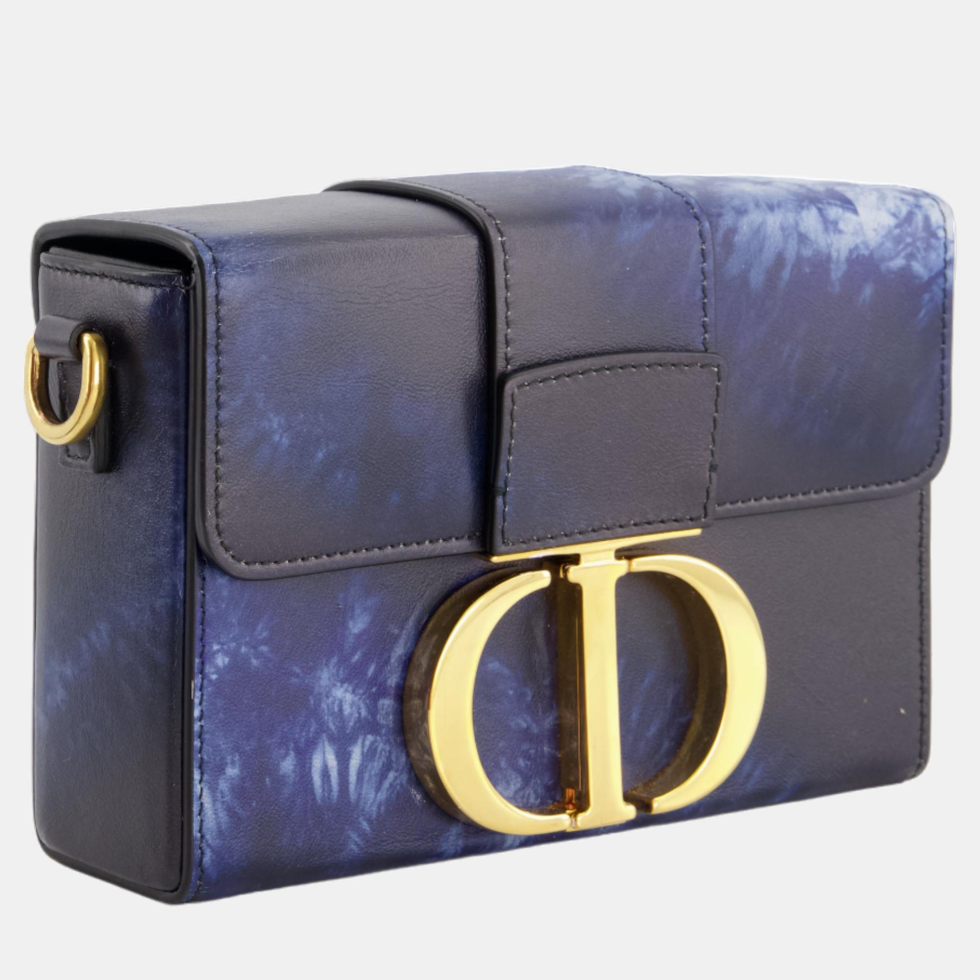 

Christian Dior Blue Tye Dye Micro 30 Montaigne Box Bag with Gold Hardware