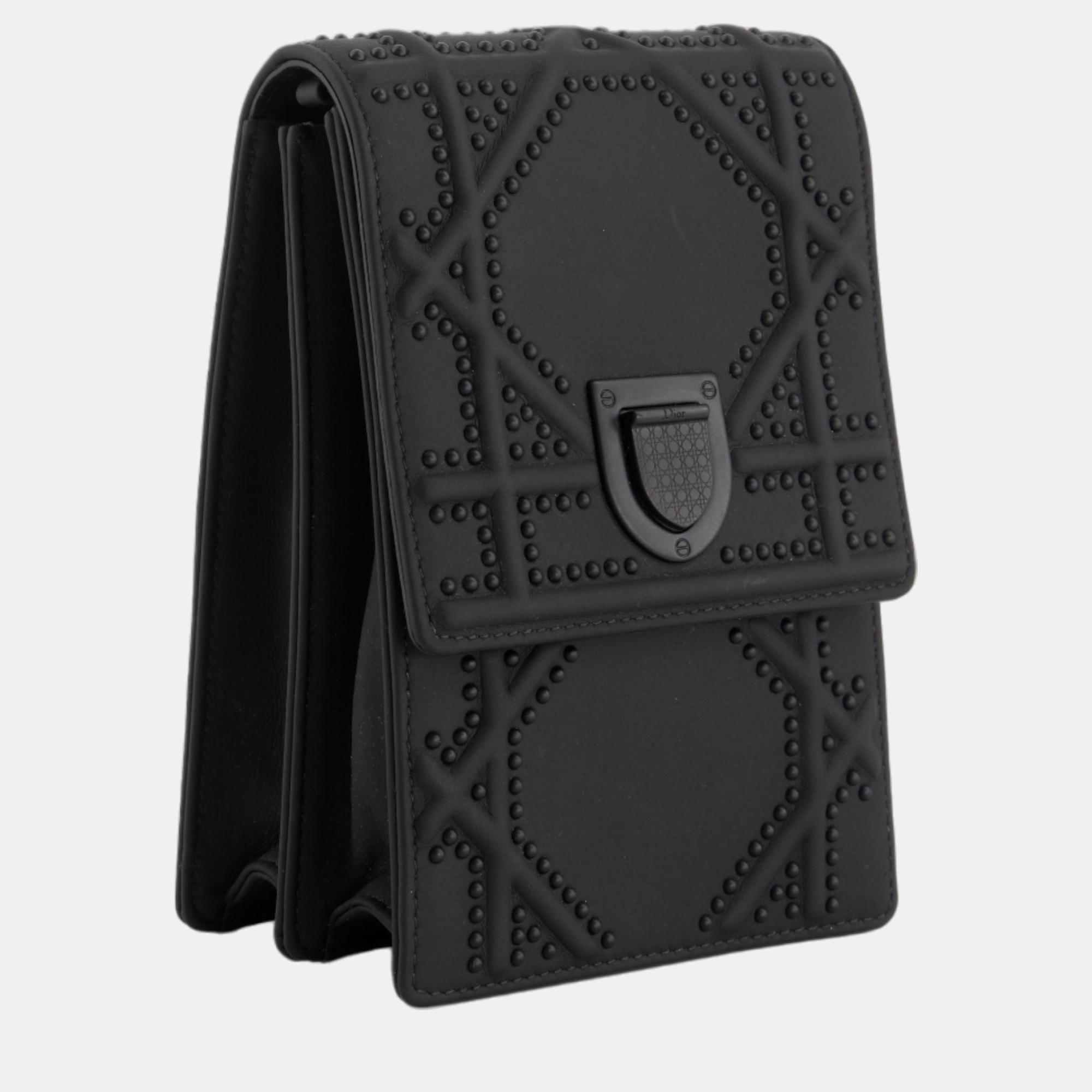 

Christian Dior Black Diorama Ultra Black Vertical Clutch Bag with Black Hardware