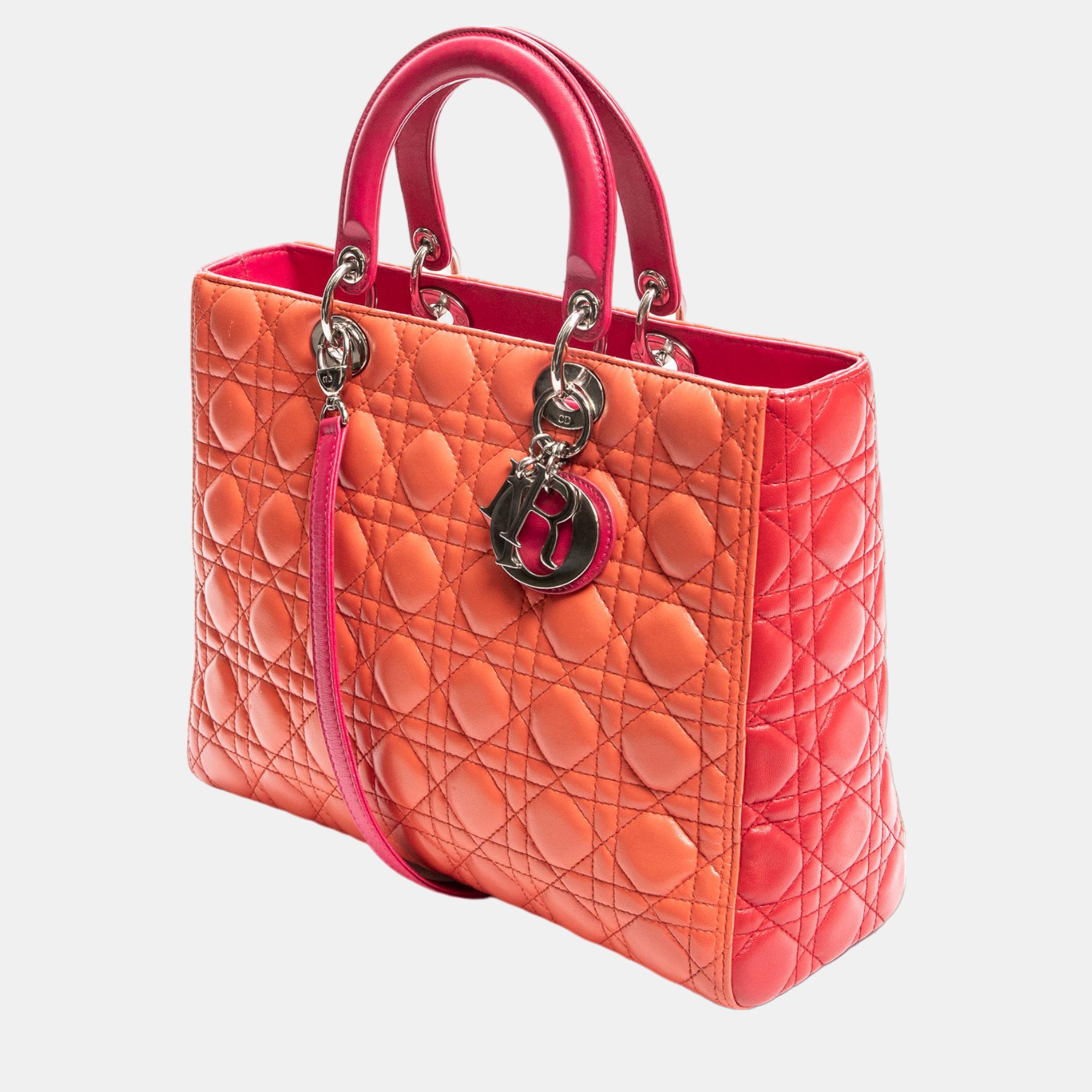 

Dior Red Large Cannage Lambskin Lady Dior