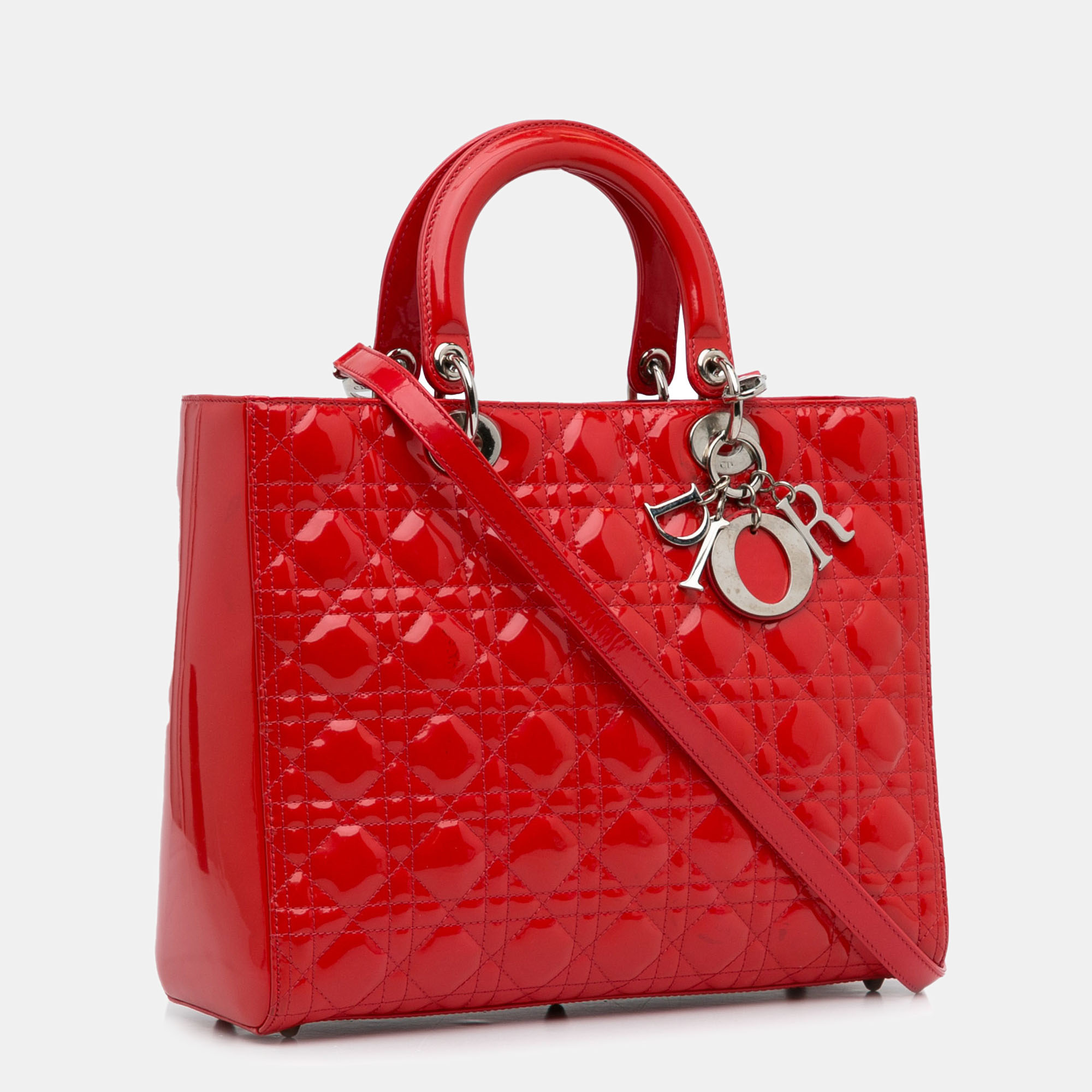 

Dior Large Cannage Patent Lady, Red