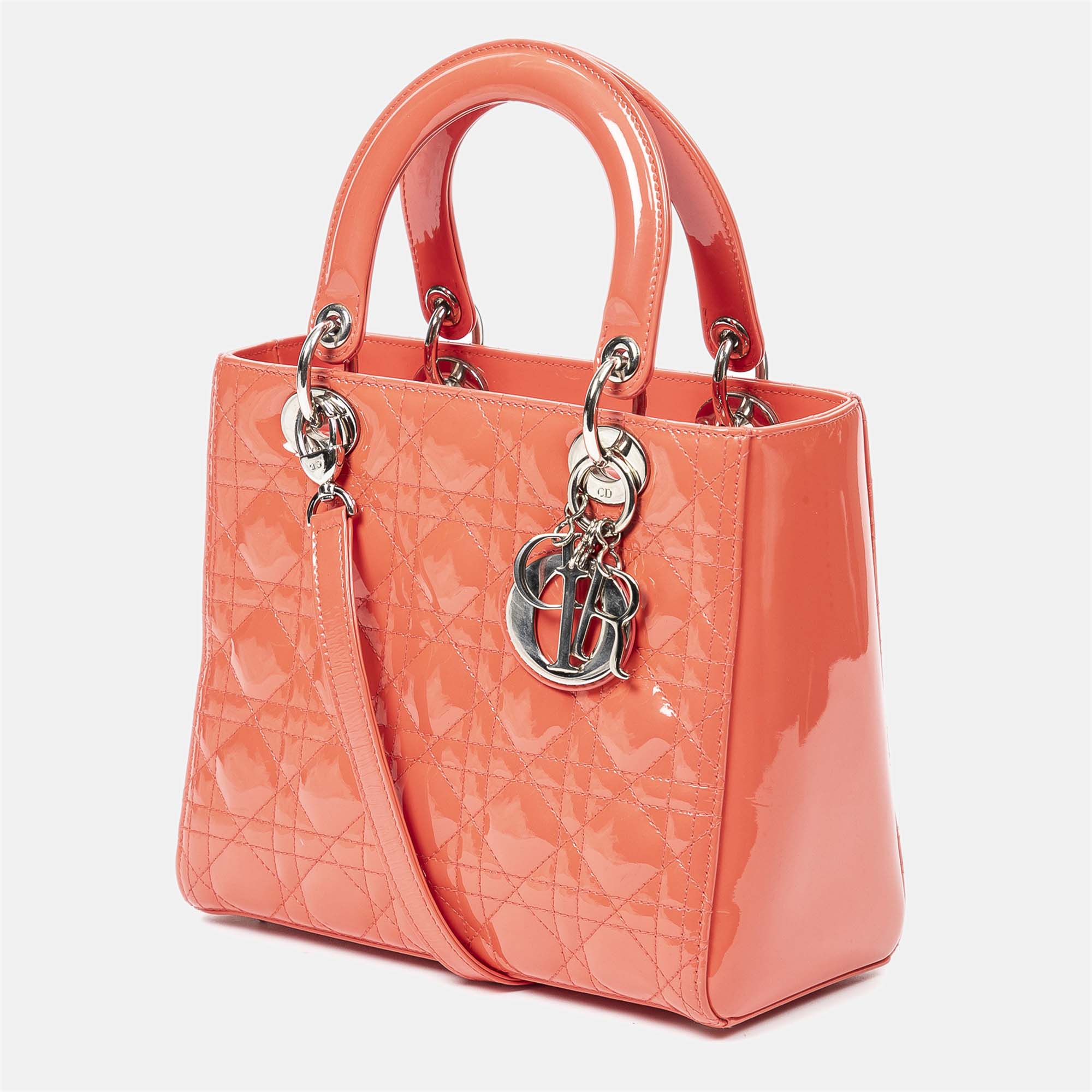 

Dior Medium Cannage Patent Lady Dior, Orange