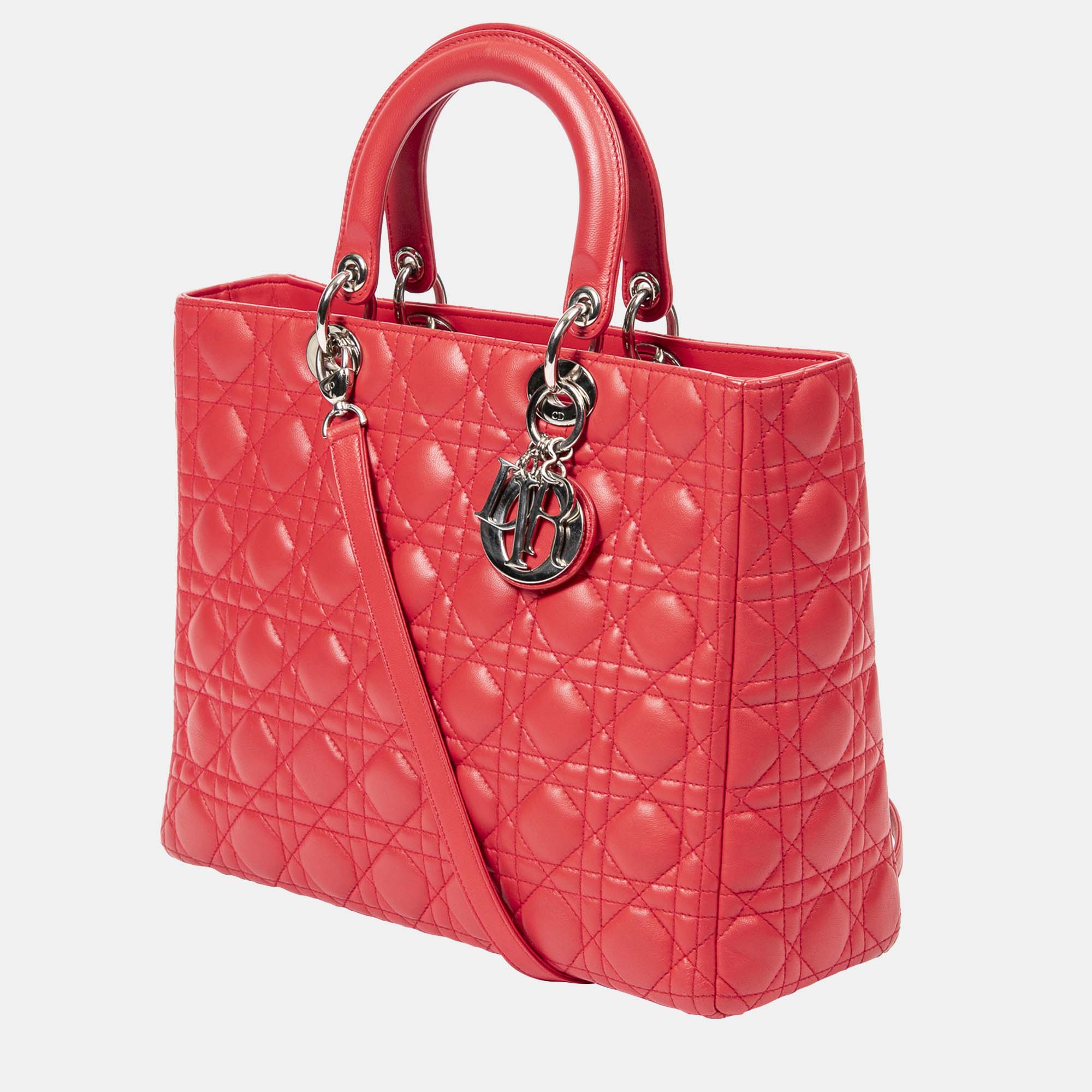 

Dior Red Large Cannage Lambskin Lady Dior