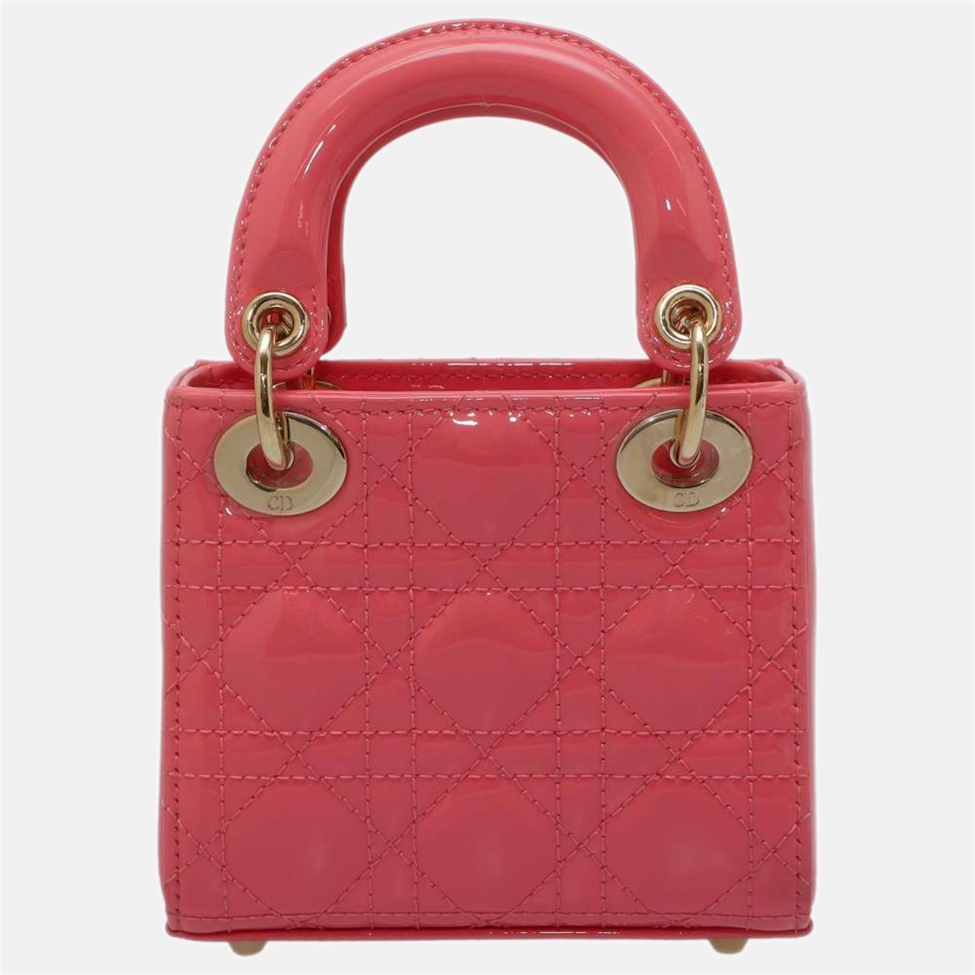

Dior Pink Patent Leather Lady Dior Top Handle Bag
