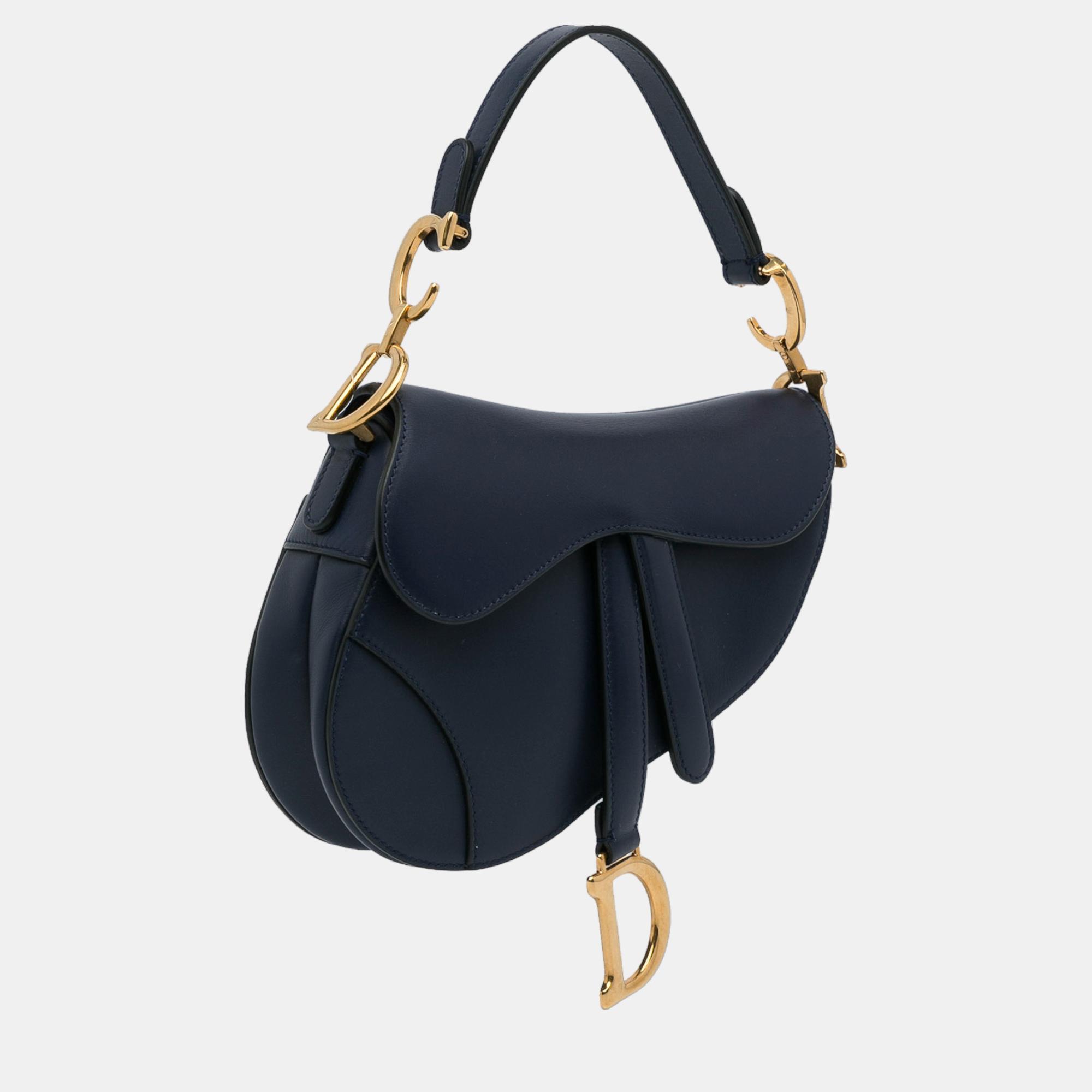 

Dior Navy Blue Mini Leather Saddle Bag